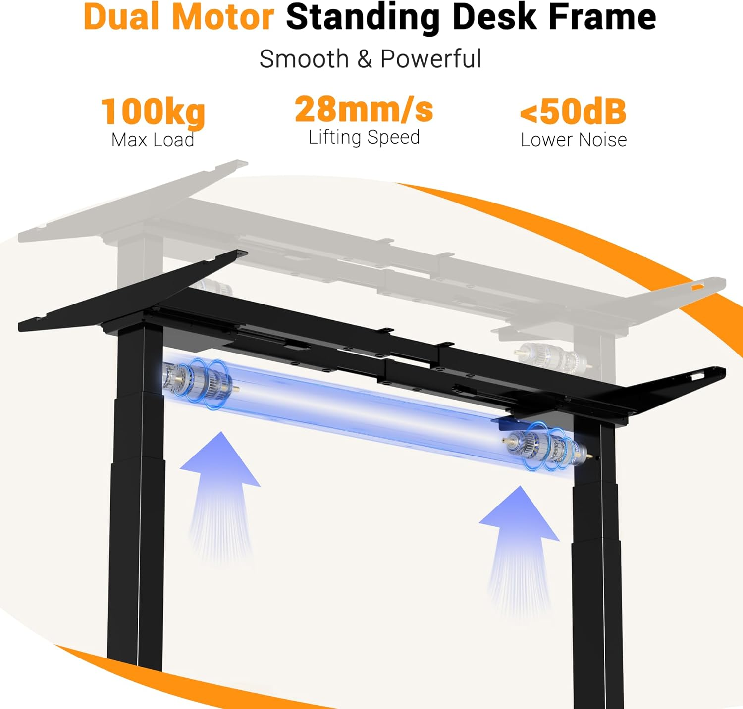 ERGOMAKER Height Adjustable Standing Desk Frame without Desktop, Dual Motor Three-Stage Electric Frame with Automatic Memory Smart Handset (3 Stage|Dual Motor, Black) image number 2