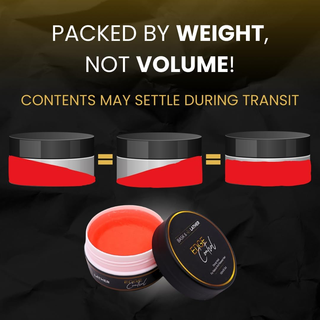 BASK & LATHER Edge Control Hair Gel, Strong Hold, Thick Edges, Styling Gel, Non-Greasy, Non-Flaking, No White Cast, Long Lasting, Supports Hair Growth, Natural Formula, for All Hair Types, 5.3 Fl Oz image number 5