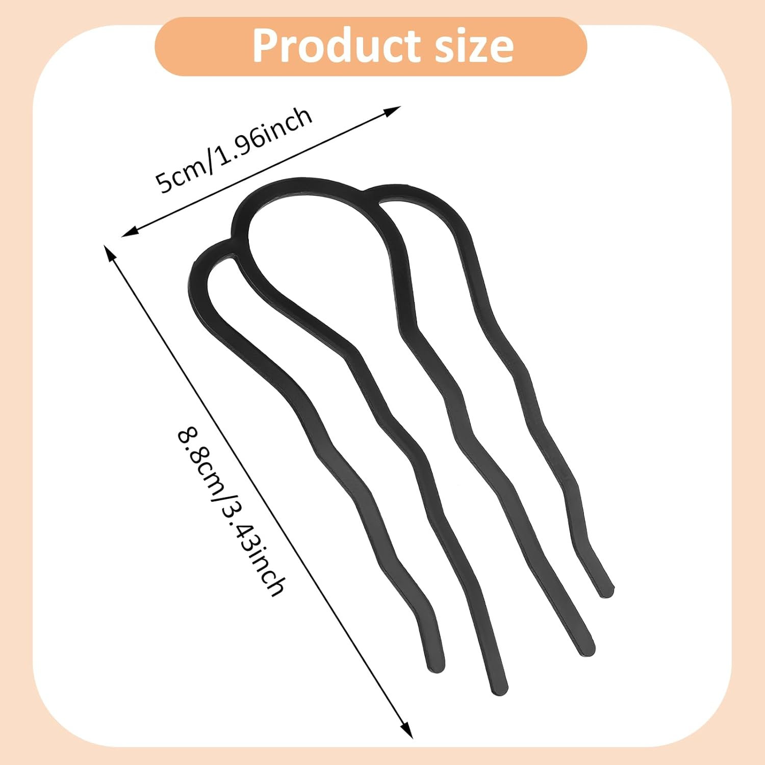 Gjinxi Hair Side Combs Metal Hair Fork Clip 4PCS French Hairpins for Buns Hairs Updo U-Shape 4 Prong Hairs Sticks Styling Tool Accessories Twist Black Headpieces for Women Decoration - Silver Tone image number 3