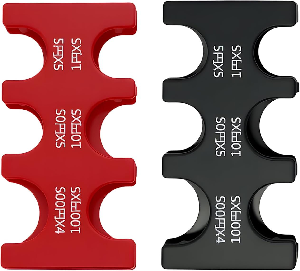 4 Pcs Japanese Yen Coin Holder, Hard Case Organizer with 6 Individual Slots, Portable JPY Coin Storage and Dispenser for Travel Shopping, Holds 1/5/10/50/100/500 Yen Coins (Black, Red, White, Clear)