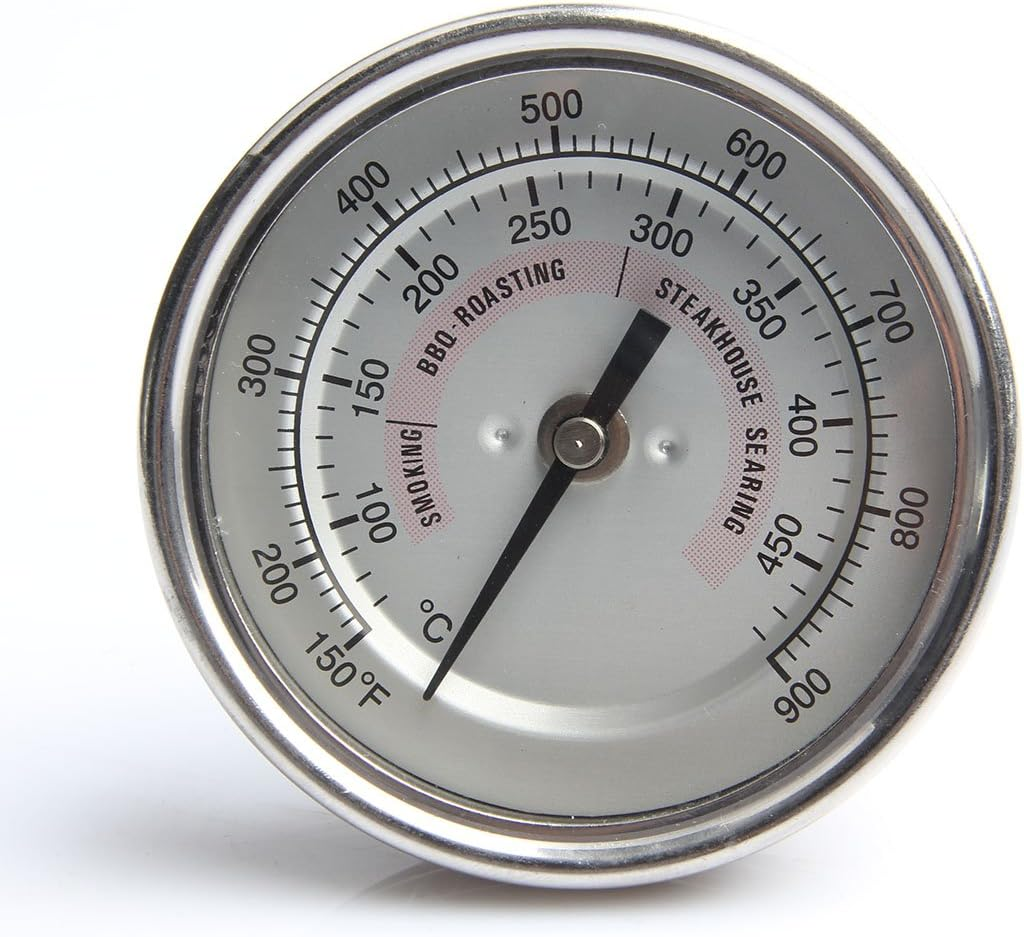BBQ Temperature Gauge Waterproof Large Face for Kamado Joe Barbecue Charcoal Grill - Stainless Steel 150-900&deg;F Cooking Thermometer for Oven Wood Stove Accessories - Easy Setup