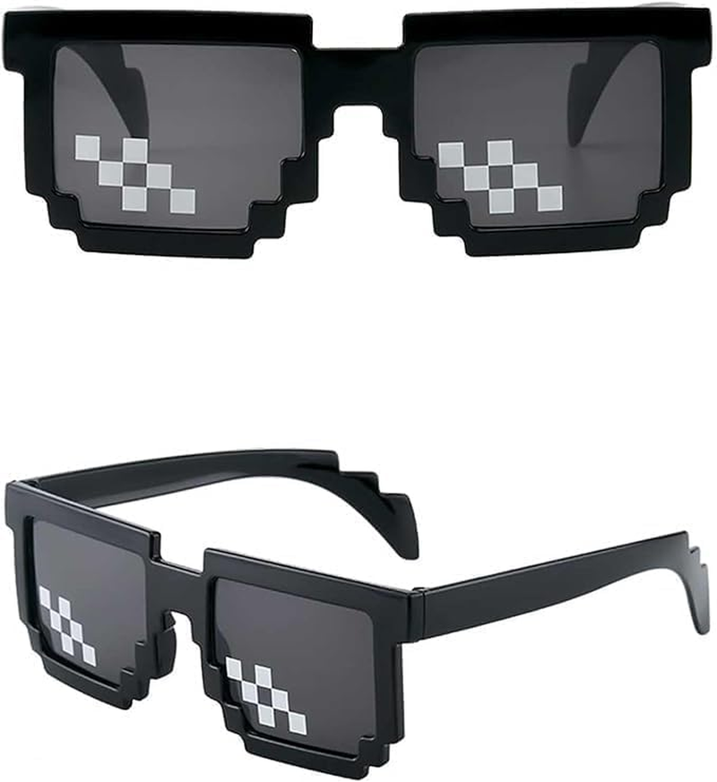 ATDORO Thug Life Sunglasses, 3 Pack Men Women Kids Pixel Mosaic Glasses, MLG Shades for Photo Props or Halloween Party image number 4