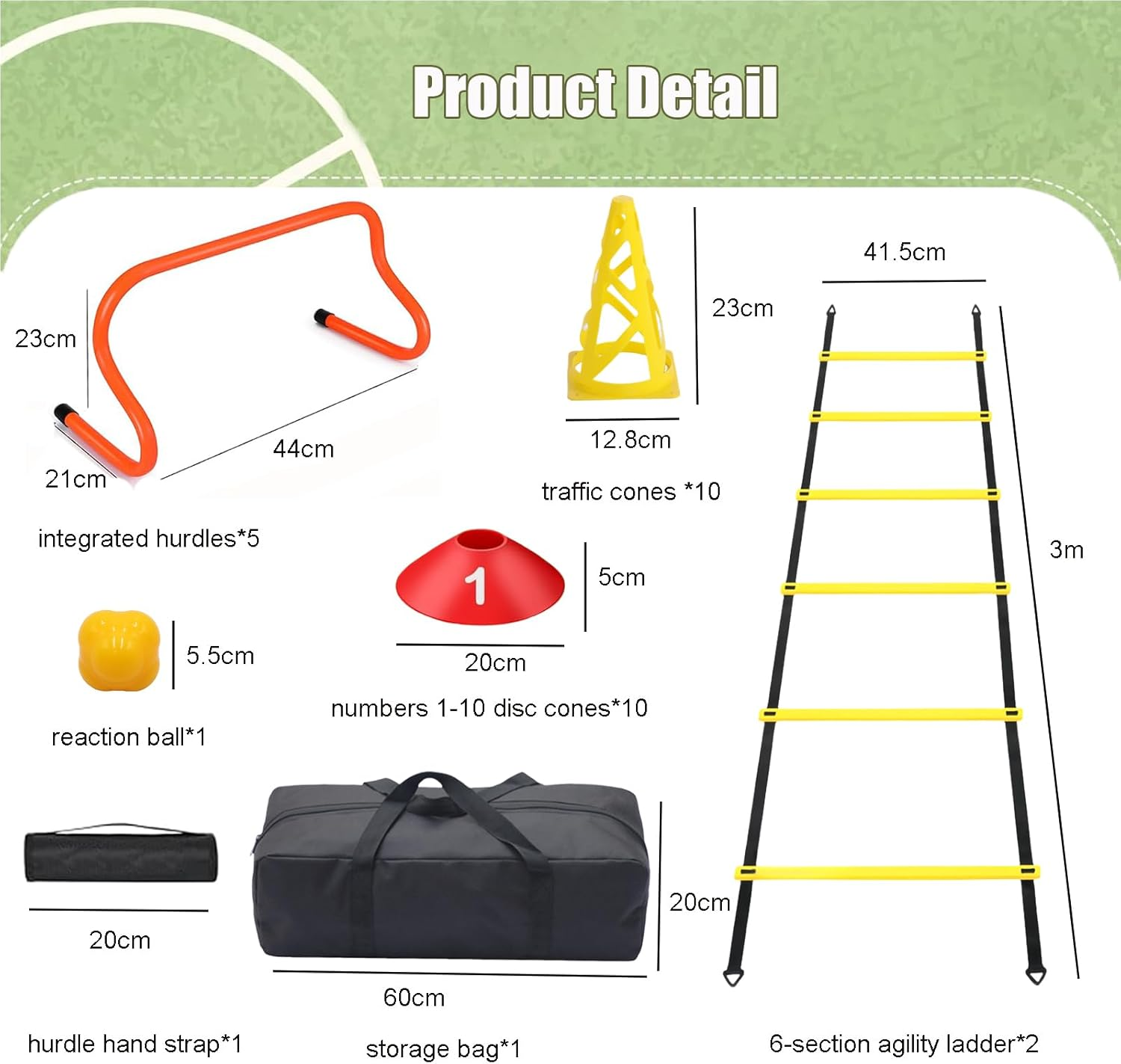 Agility Ladder & Speed Hurdles Soccer Training Equipment Kit Football Training| Footwork Drills | Cones Goalkeeper Practice Equipment for Kids Youth Adult