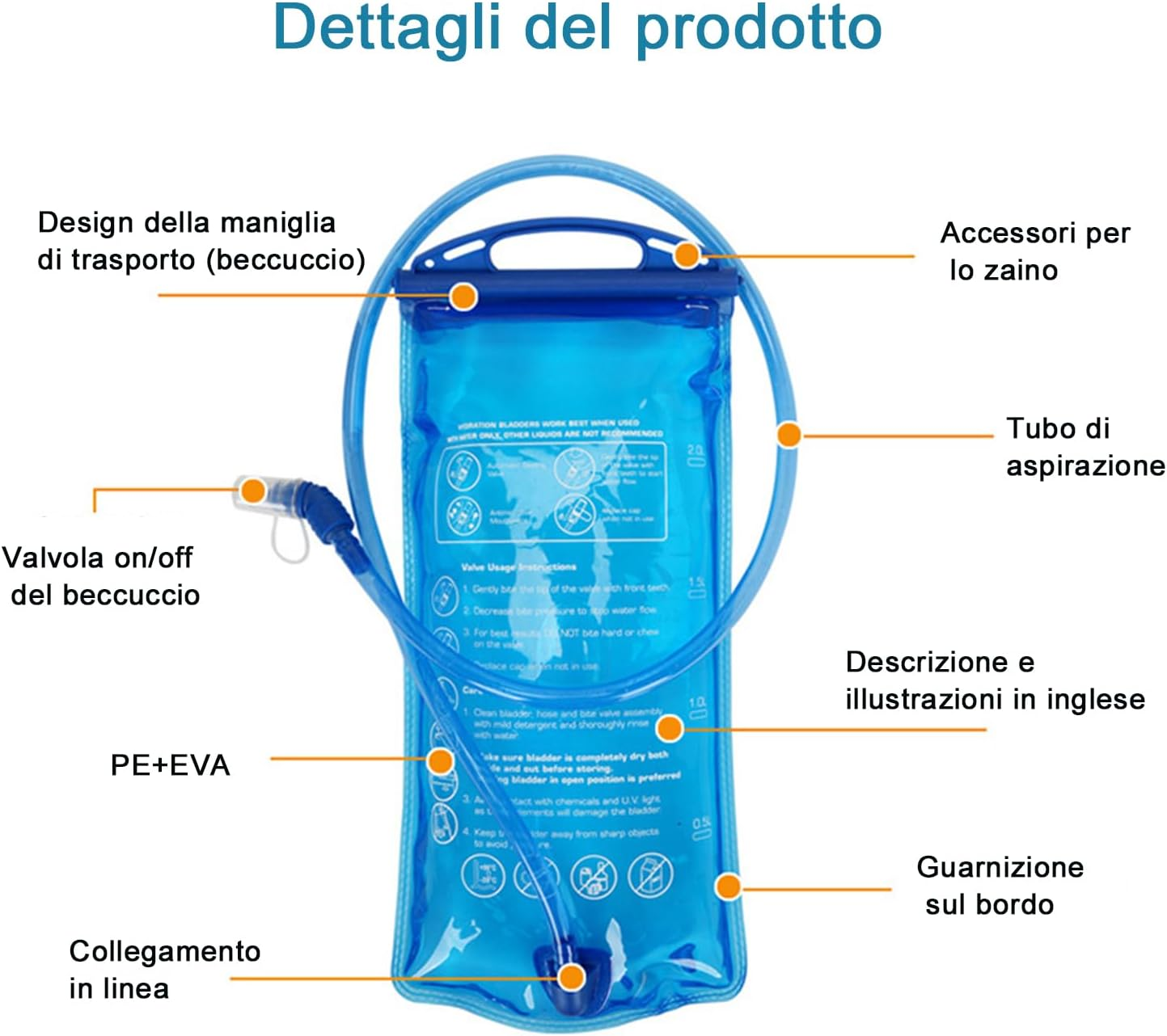 CUEMOON Water Bag 1.5L 2L for Backpack Cycling Hiking Trekking Camping image number 4