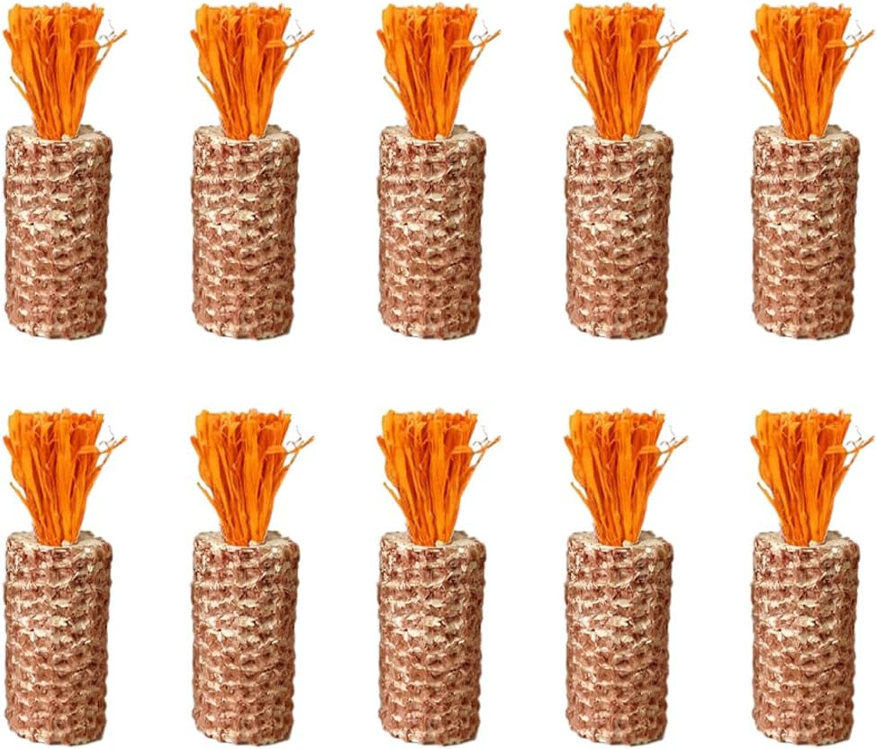 AIMALL 10Pcs Pet Bite Radish Hamster Toy Set, Corn Cob Chew Sticks for Guinea Pig Rabbit Totoro, Small Rodent Dental Care & Teething Toy for Hamster, Squirrel, Hedgehog (3.54In/9Cm)