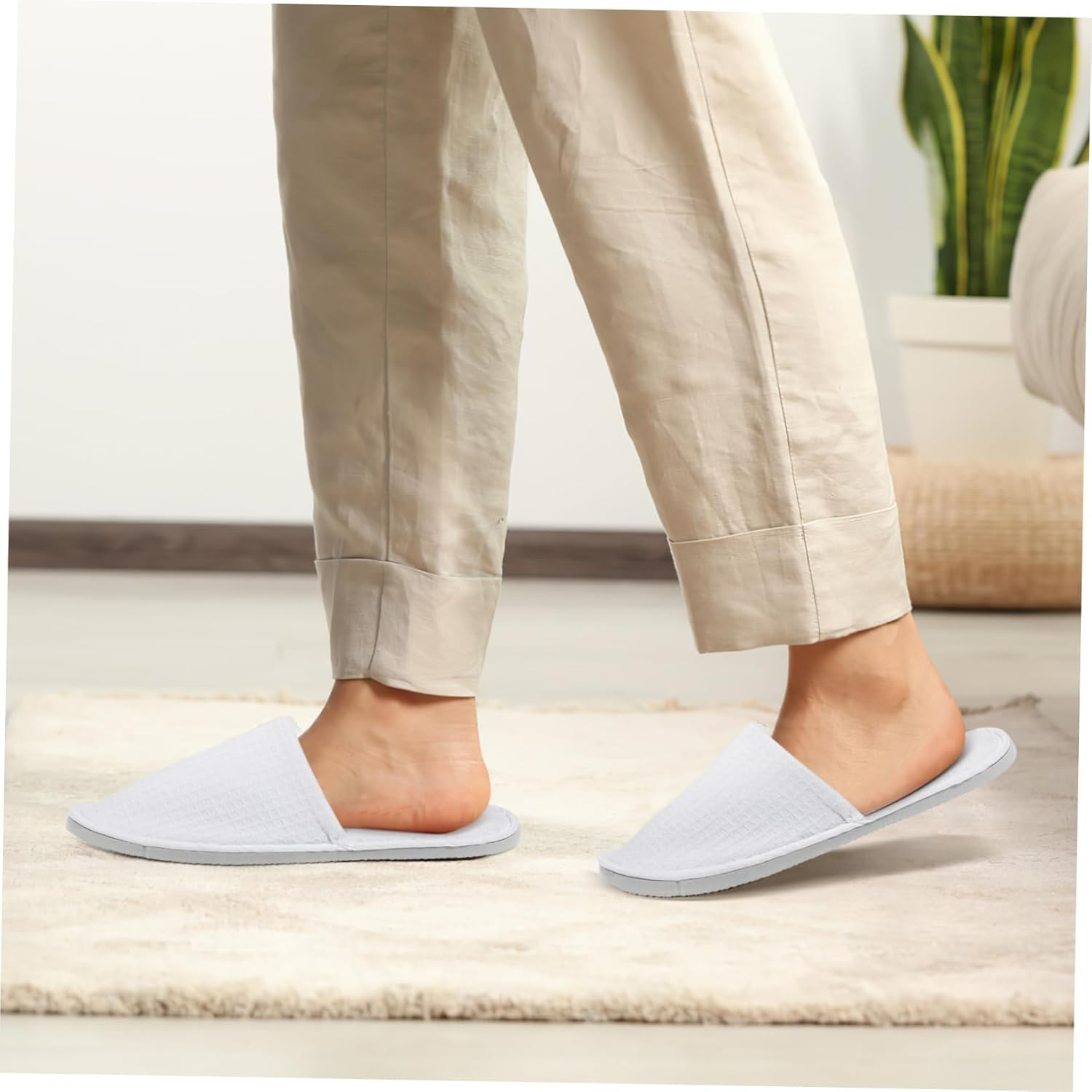 VICASKY 4Pairs Disposable Slippers for Guests Hotel Spa Use Comfortable Cotton Hygroscopic Breathable Footwear for Home Parties and Travel image number 3