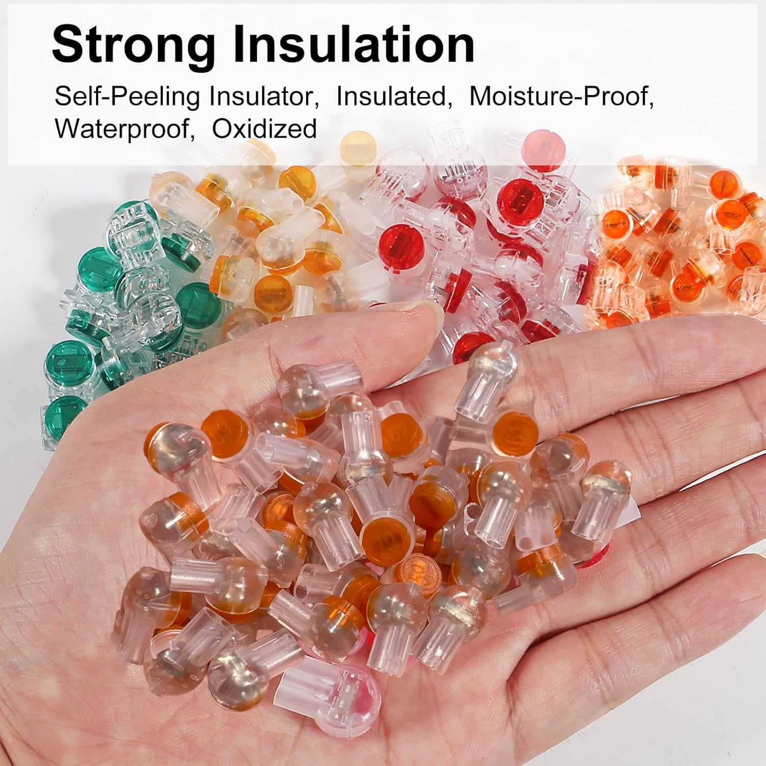 QCCAN 200Pcs UY2 K2 Telephone Wire Splice, Gel-Filled, Orange, Crimp, Blade Terminal, Copper, Polycarbonate image number 2