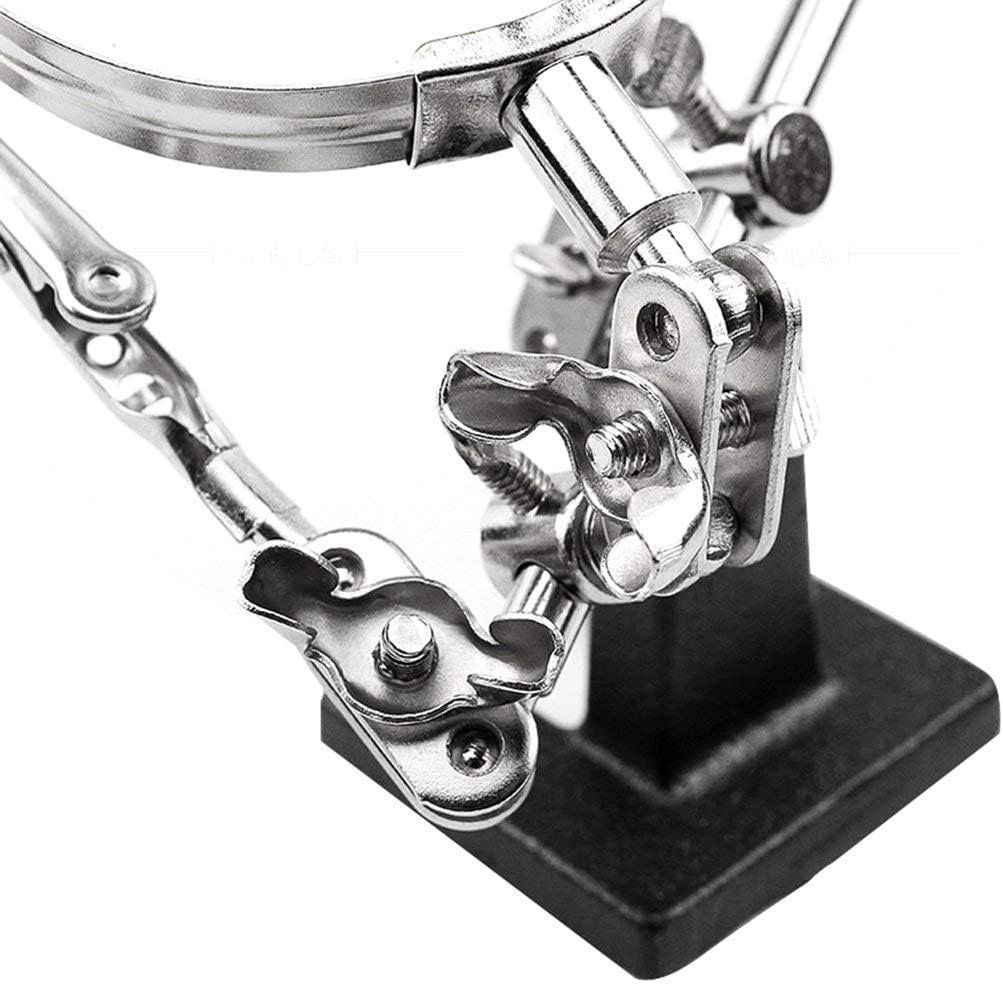 Helping Hands Magnifier Stand with Dual Alligator Clips Adjustable &ndash; FEITA 5X Magnifying Glass Perfect for Soldering, Crafting, Hobby, Micro Objects