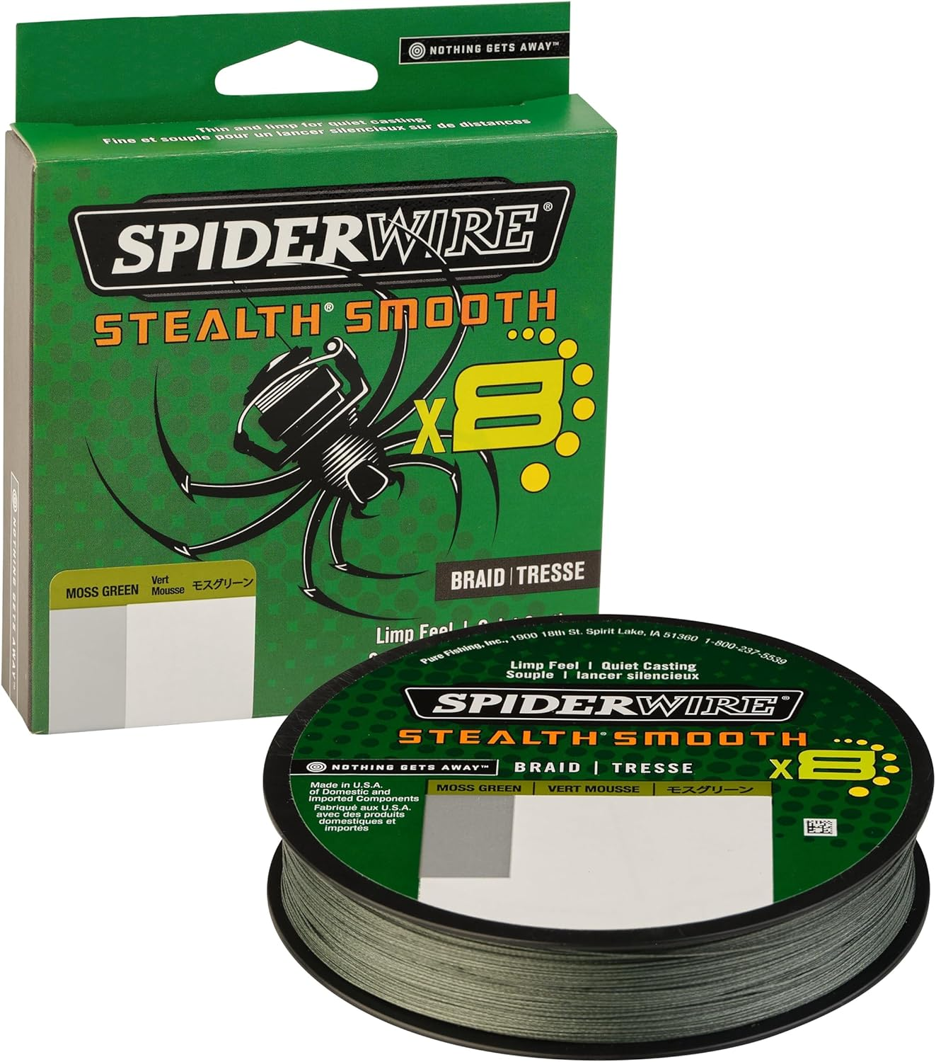 Spiderwire Stealth Smooth Superline Braid Fishing Line, Spiderwire&reg; Stealth Smooth, SCSM80G-270 SPW STSMO 80LB 270YD MGRN, Moss Green, 80/20 Pound Test-270 Yard image number 1