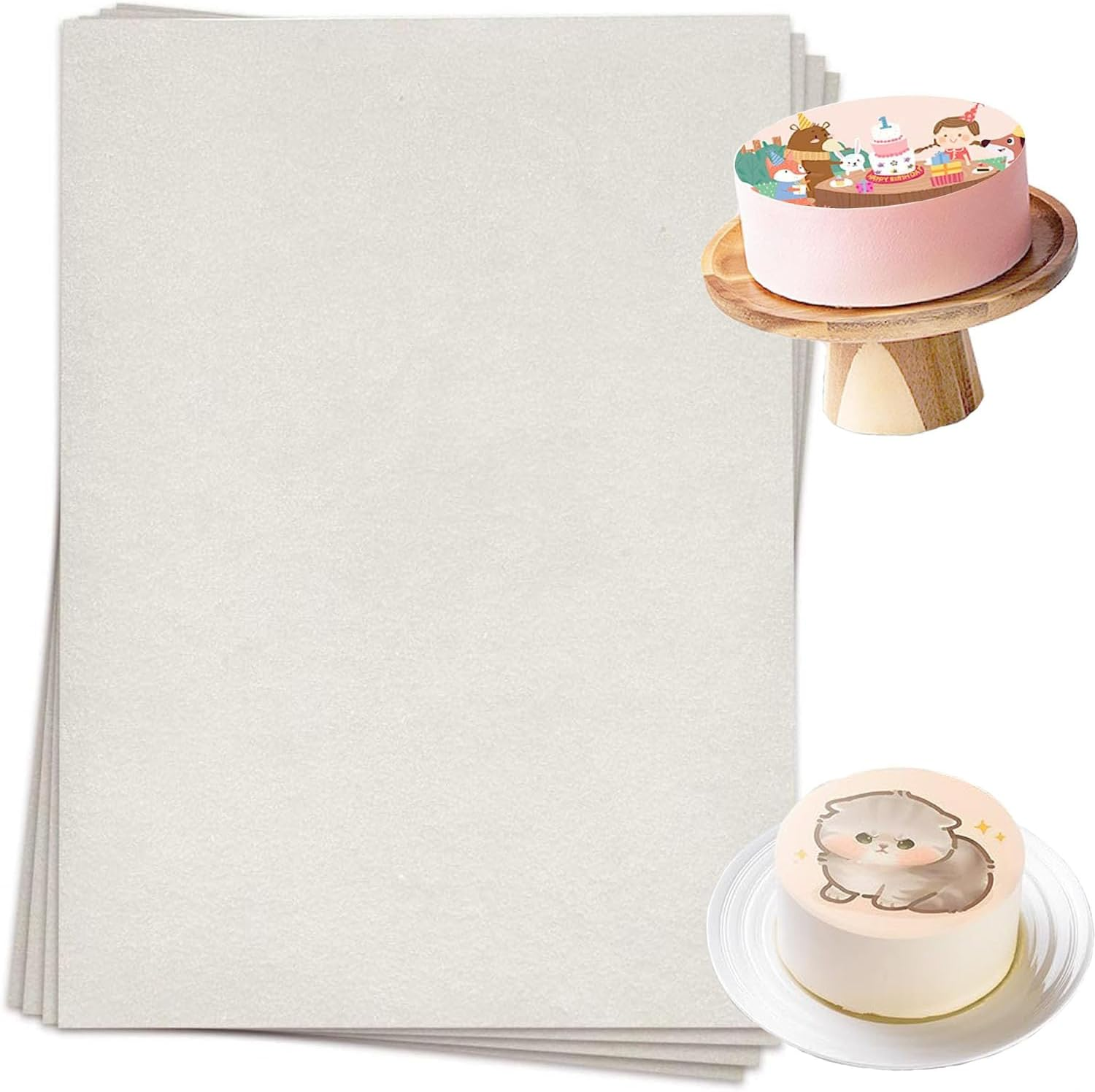 Glutinous Rice Paper: 25 Sheets in Resealable Packaging 8.2" X 11.4", A4 Size Edible White Glutinous Rice Paper for Cake Toppers, Cookies & Decoration, Glutinous Rice Paper for Printers image number 4