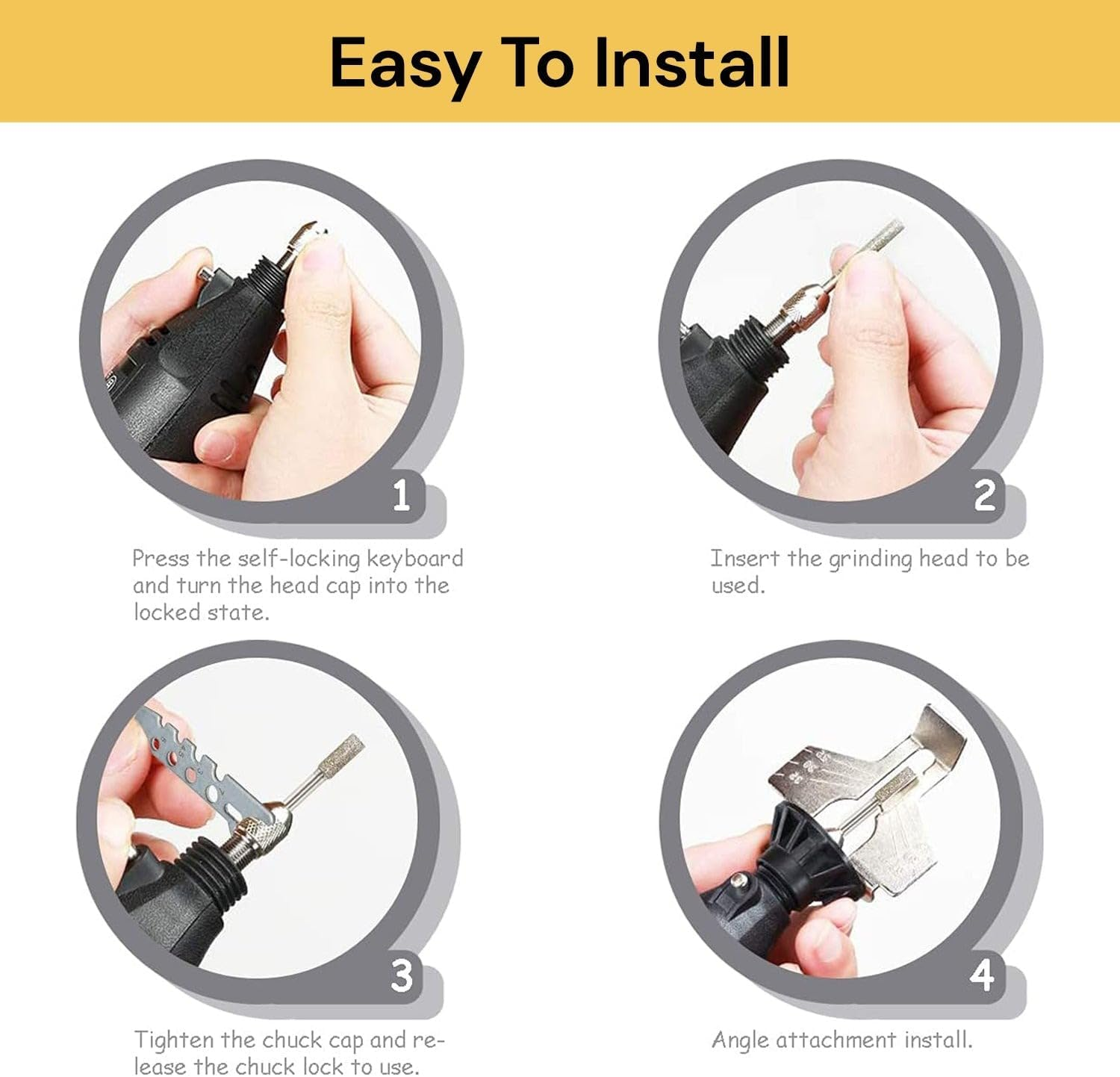 EZONEDEAL Electric Grinder Dedicated Chainsaw Sharpening Attachment Kit Rotary Tool Accessory Kit Chain Saw Blade Teeth Sharpener Attachment Angle Guide Diamond Burr Grinding Stone Files image number 5