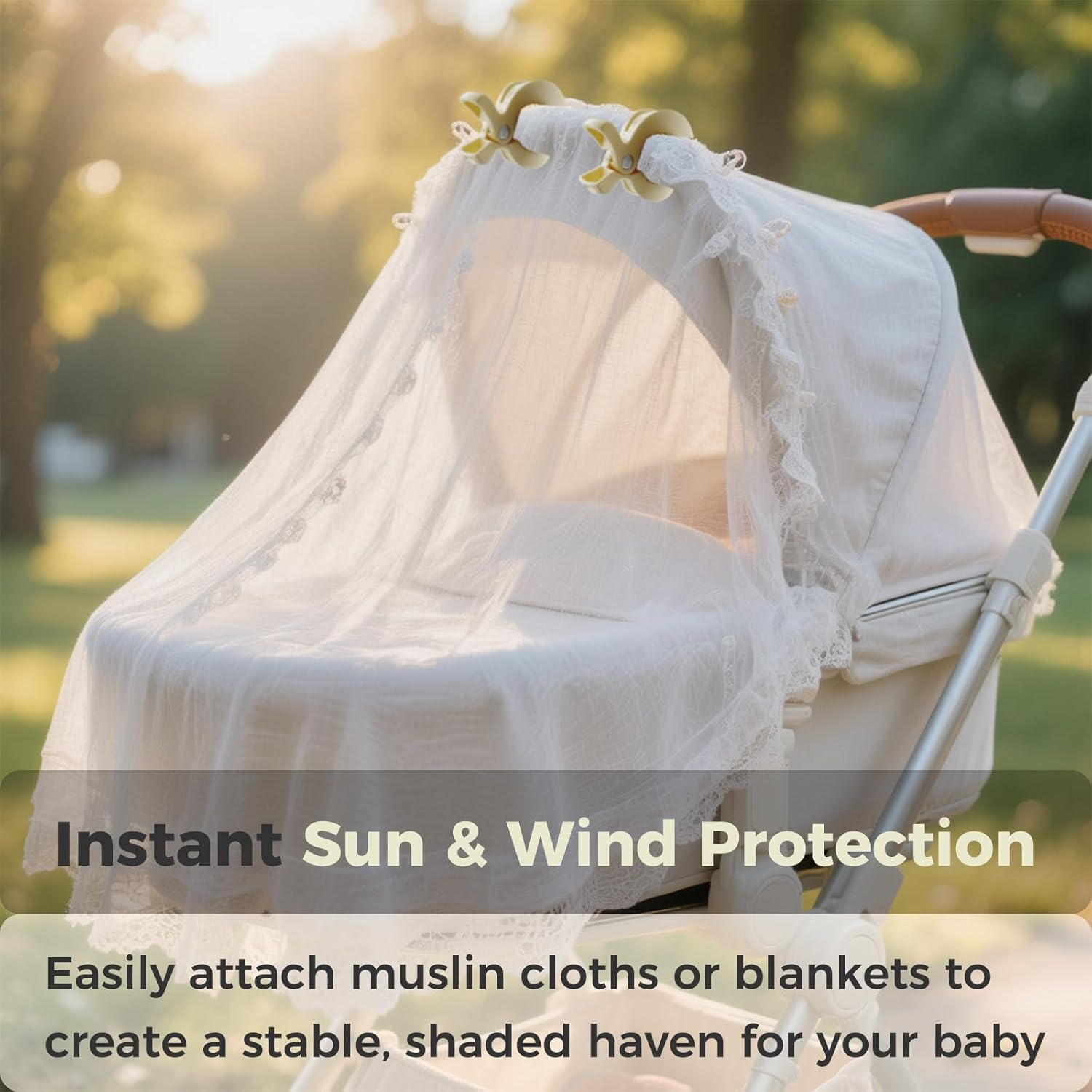 Universal Stroller Clips | 4PCS Multiuse Fasteners for Pram Toys, Sun Shades, and Blankets - Mix Colors image number 3