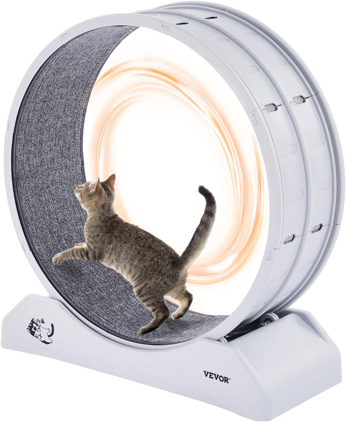 VEVOR Cat Exercise Wheel, 31.5 In, Large Cat Running Wheel with Secure Brake & Carpeted Runway, Quiet Operation Cat Treadmill, Indoor Cats Exerciser Wheel for Pets Weight Loss & Health White image number 4