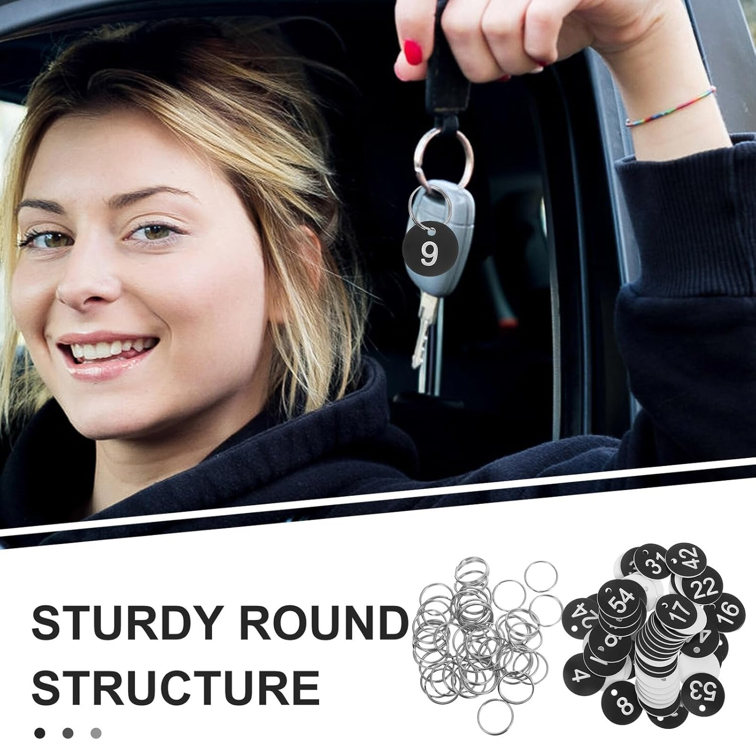 ZUNOXAZ 50Pcs Plastic Numbered Key Tags with Key Rings for Luggage Identification 3Cm Small round Number Tags 1-50 for Travel and Organization image number 1