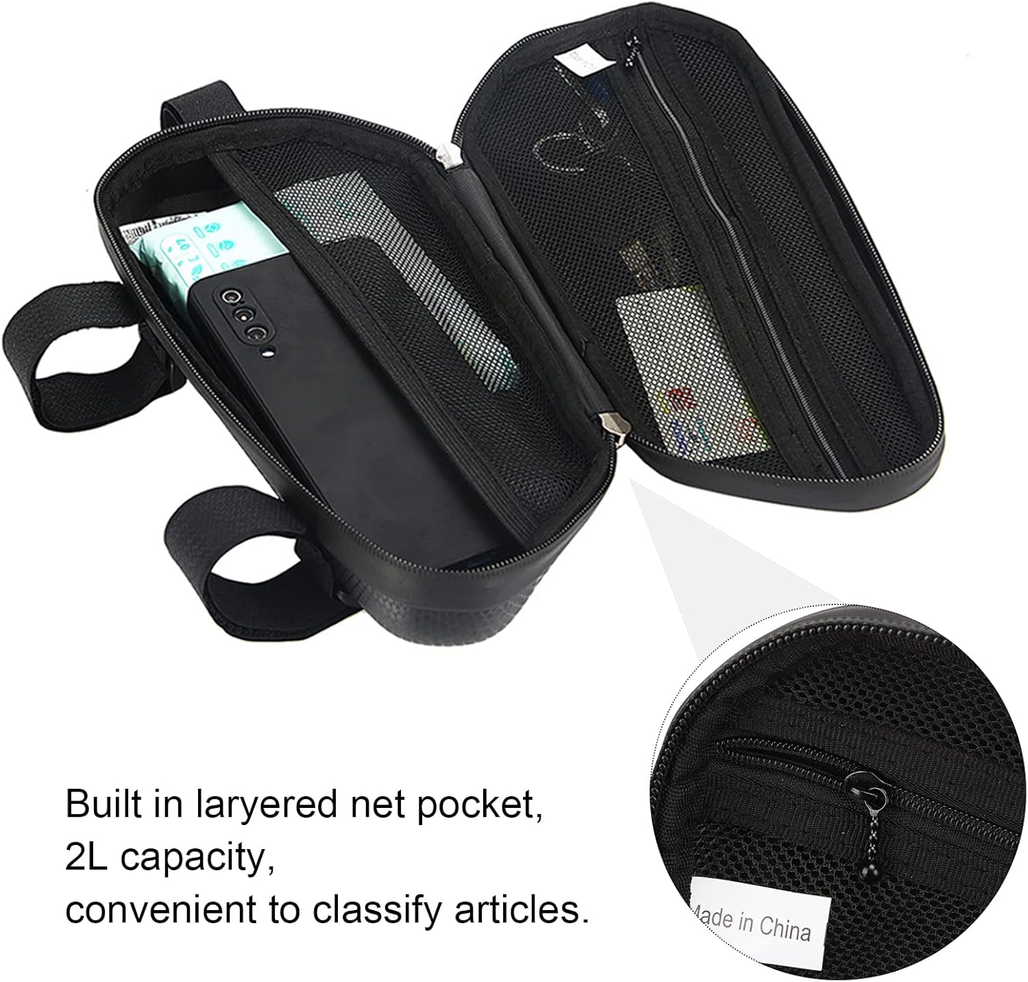 OUKENS Motorcycle Side Bag - EVA Waterproof Triangle Bag with Double Sealing Zipper, Fashionable Hard Shell Side Hanging Bag for Bike image number 2