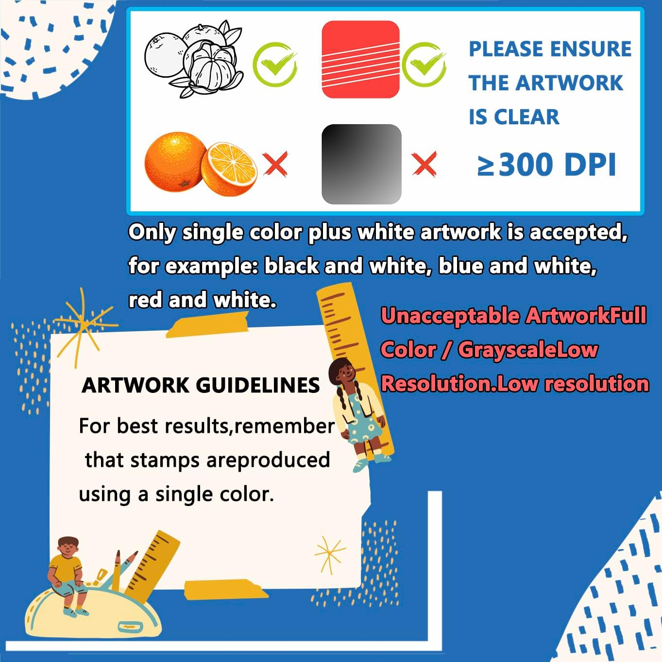 Custom Stamp,Multiple Sizes Custom Logo Stamp - Upload Your Own Image,Personalized Self-Inking Rubber Stamp - Use for Address Stamp,Teacher Stamps for Classroom -Easy Grading (30X50Mm) image number 1