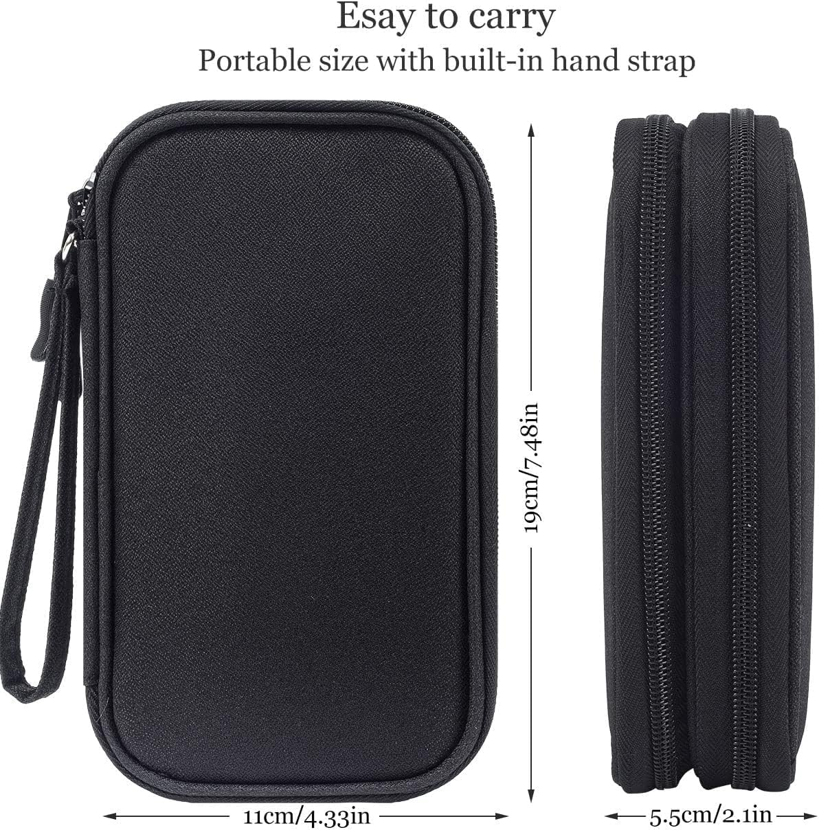 CAOODKDK Electronics Accessories Organizer Pouch Bag, Travel Universal Organizer for Cable, Charger, Phone, SD Card, Business Travel Gadget Bag - Double Layer - Black image number 6