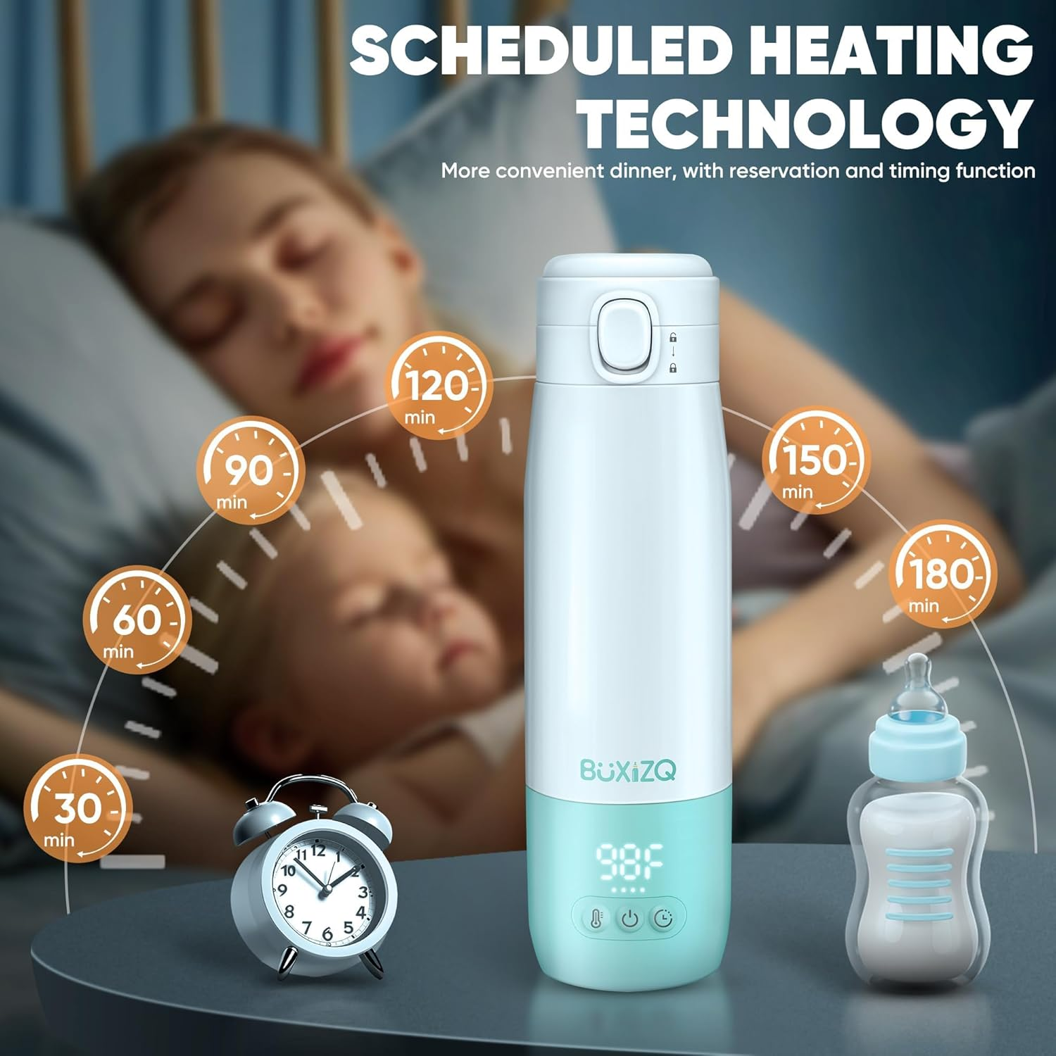 Portable Bottle Warmer for Travel - Milk Warmer for Baby-12Oz Ceramic Heater Heating,Fast Charging & Cordless Portable Baby Bottle Warmer -Dual Heating Modes for Breast Milk & Water image number 2