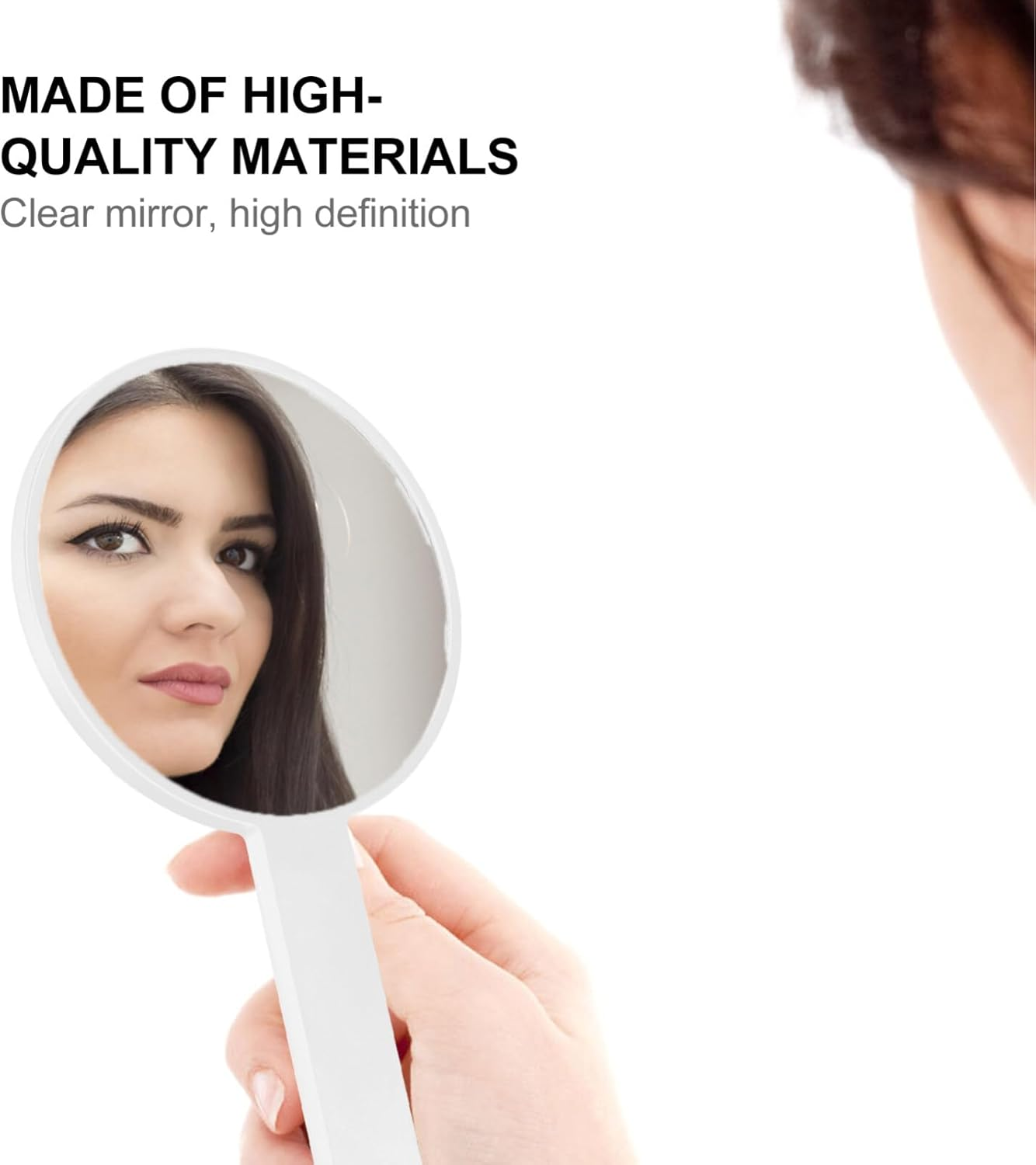 Mobestech Hand Mirror round Handheld Mirror with Handle Barber Hairdressing Handheld Mirror Compact Mirror Makeup Mirror with Handle for Salon Home Travel (White) image number 1