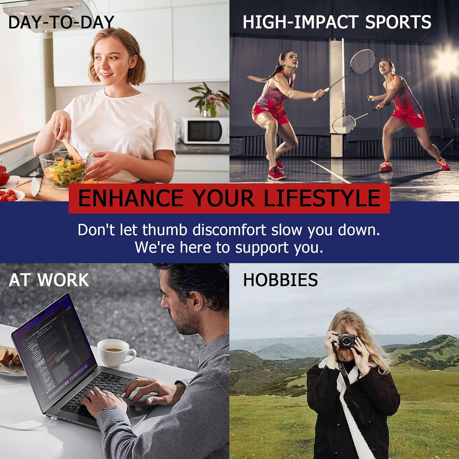 Thumb Brace, Adjustable Right and Left Thumb Wrist Stabilization Support，Thumb Spica Support Strap for Arthritis, Tendonitis & De Quervain- Universal Size (Gray) image number 6