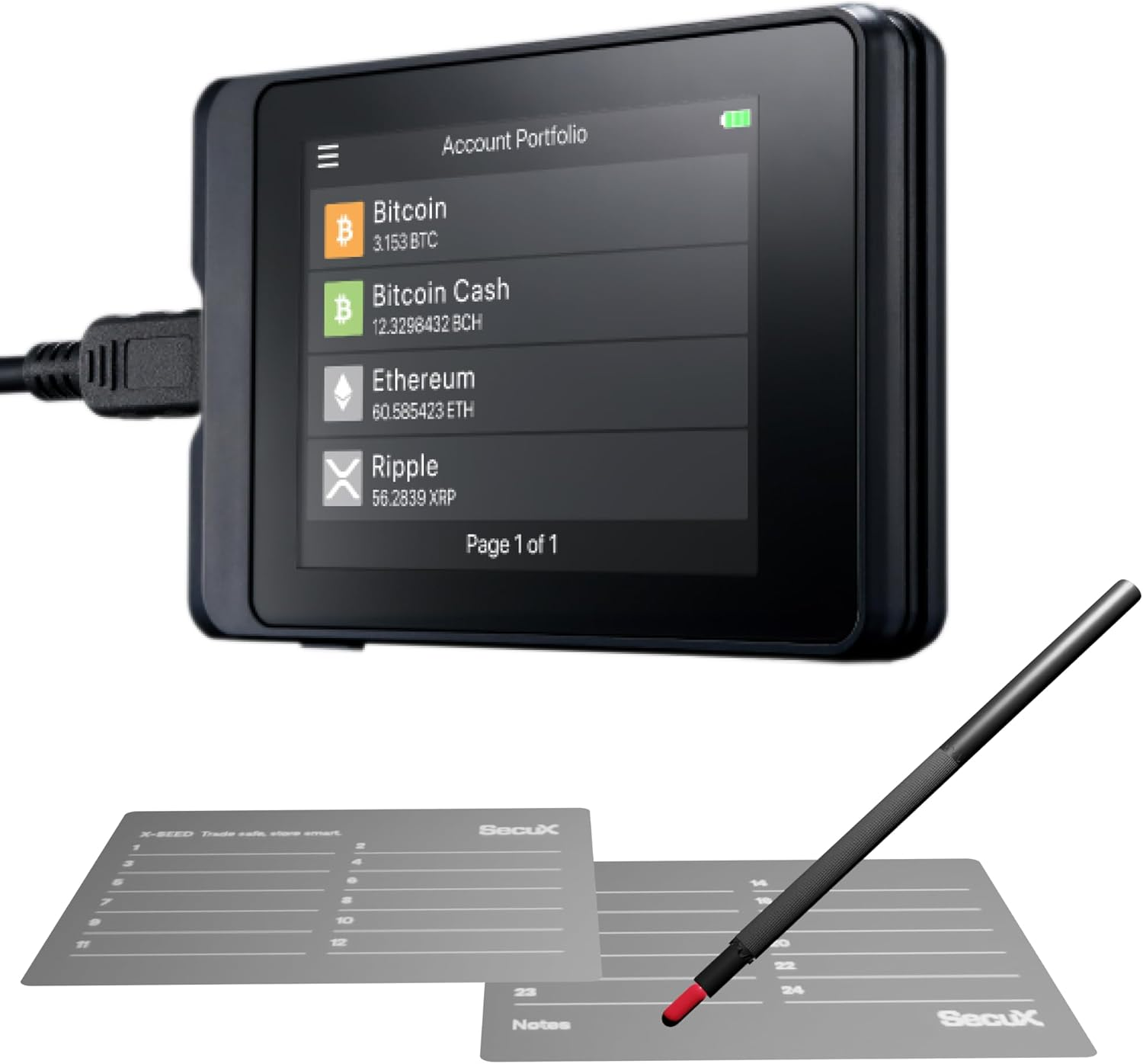 Secux W10C-PLUS Crypto Wallet with Intuitive Touchscreen, Military-Grade Security, Type-C and XSEED Backup for Bitcoin, Ethereum, Doge, Nfts and Cryptocurrency image number 5