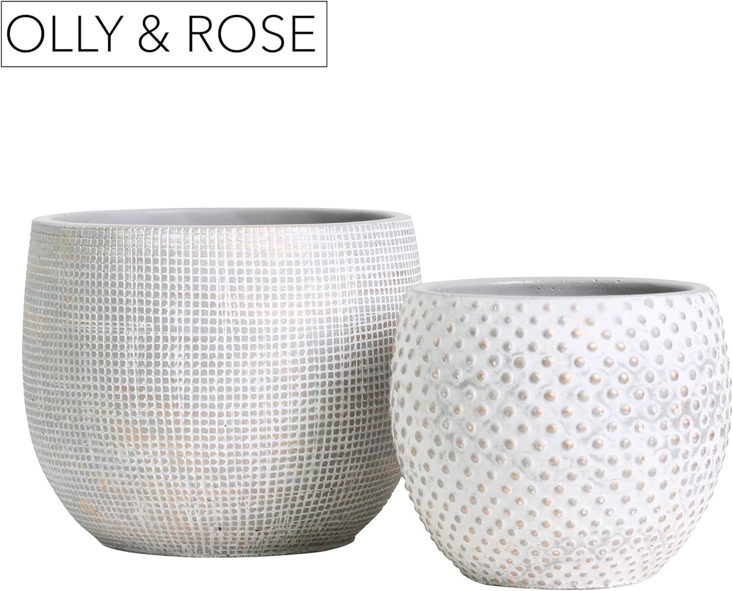 Ceramic Cream Gold Plant Pot Set 2-17 and 14Cm Indoor Planters Cement Outdoor Flower Pots image number 6