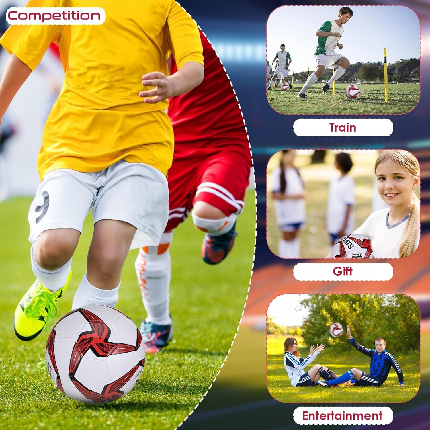 Training Soccer Ball, Official Soccer Ball Size 5, Soccer Ball Outdoor & Indoor, Football for Cadeau D'Anniversaire Pour Amateur or Game image number 5