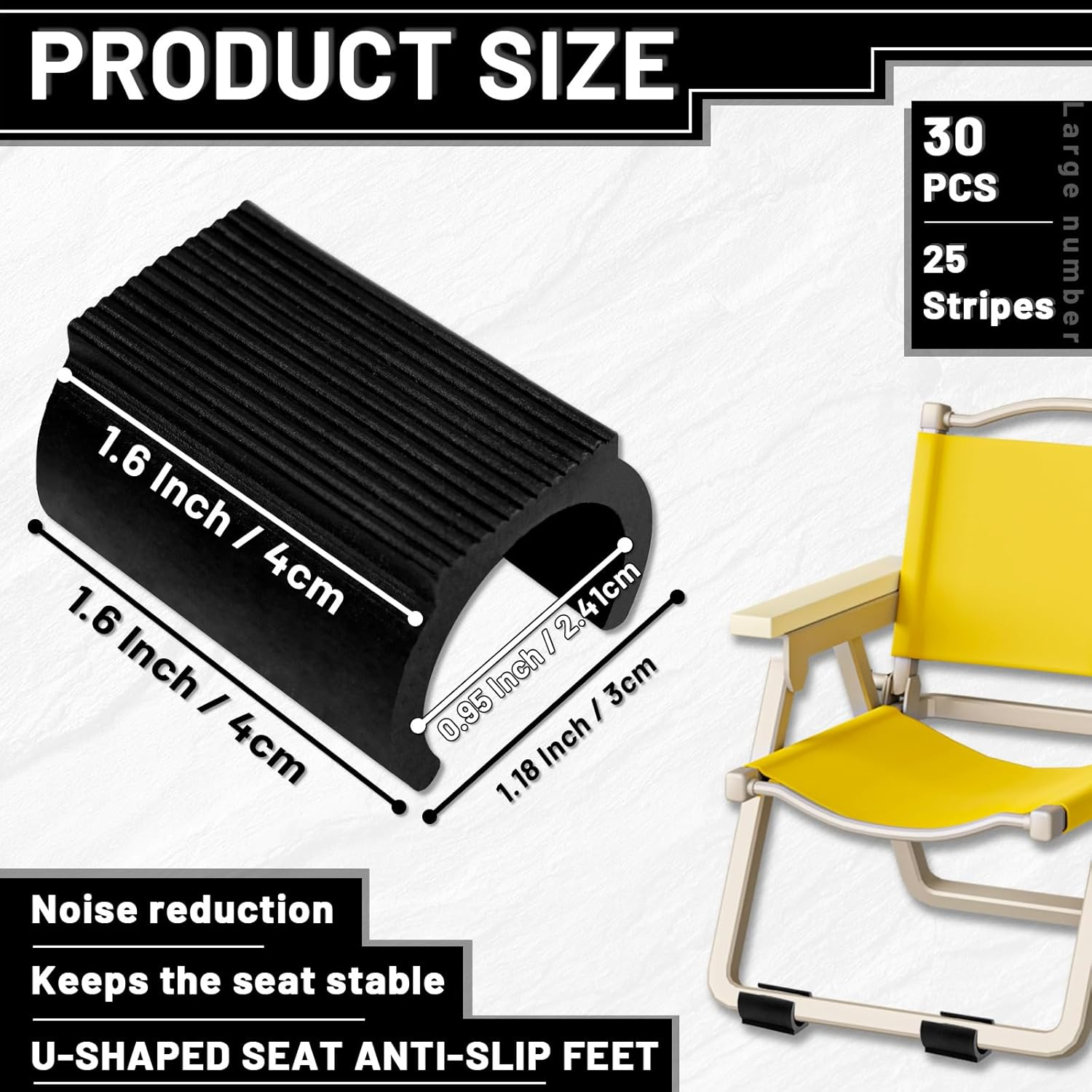 30Pcs Plastic Furniture Feet U Shaped Floor Glides Tubing Caps Cover 25Mm Moisture-Proof and Friction Prevention Furniture Feet Protectors, Non-Slip Chair Leg Tip Protectors for Furniture Leg (25Mm) image number 5