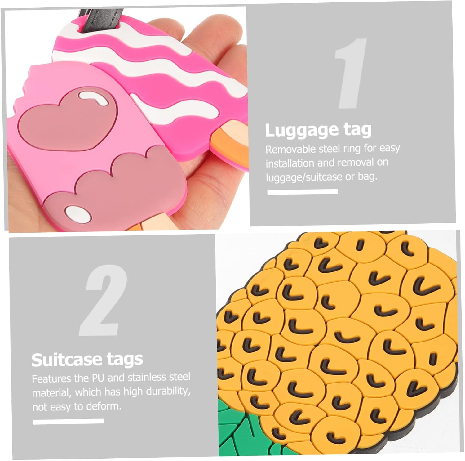 SHERCHPRY Cute Luggage Tags Suitcase Identification Soft PVC Baggage Tags with Cartoon Designs Sturdy Travel Labels for Women and Boys and Girls for Suitcase and Bag Identification image number 5