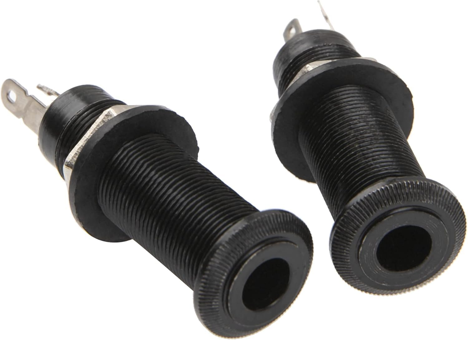 Coehaopikejack, Output Jack Input Plug Sockets Electric Guitar Bass, with 3 Pins 1/4 Inch Barrel Jack Input/Output Mono Guitar Parts & Accessories, Silver (Black) image number 6