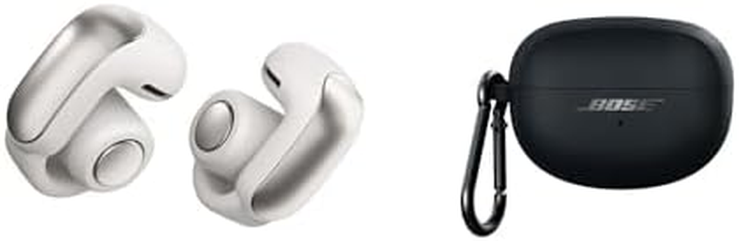 Bose Ultra Open Earbuds (White Smoke) with Bose Silicone Case Cover (Black)