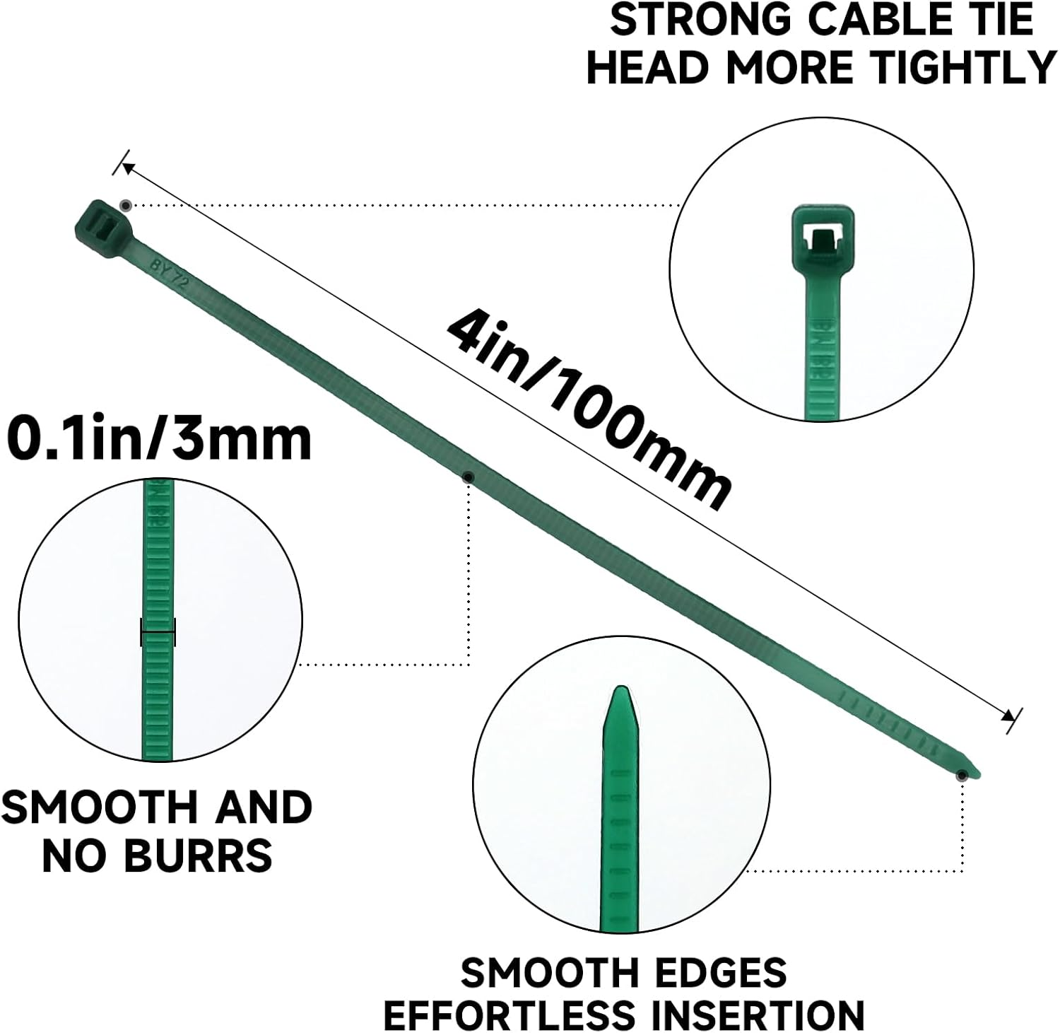 KINGLAKE GARDEN Green Zip Ties 4 Inch 3MM 100 Pack Green Nylon Tie,Premium Plastic Wire Ties for Indoor and Outdoor image number 6