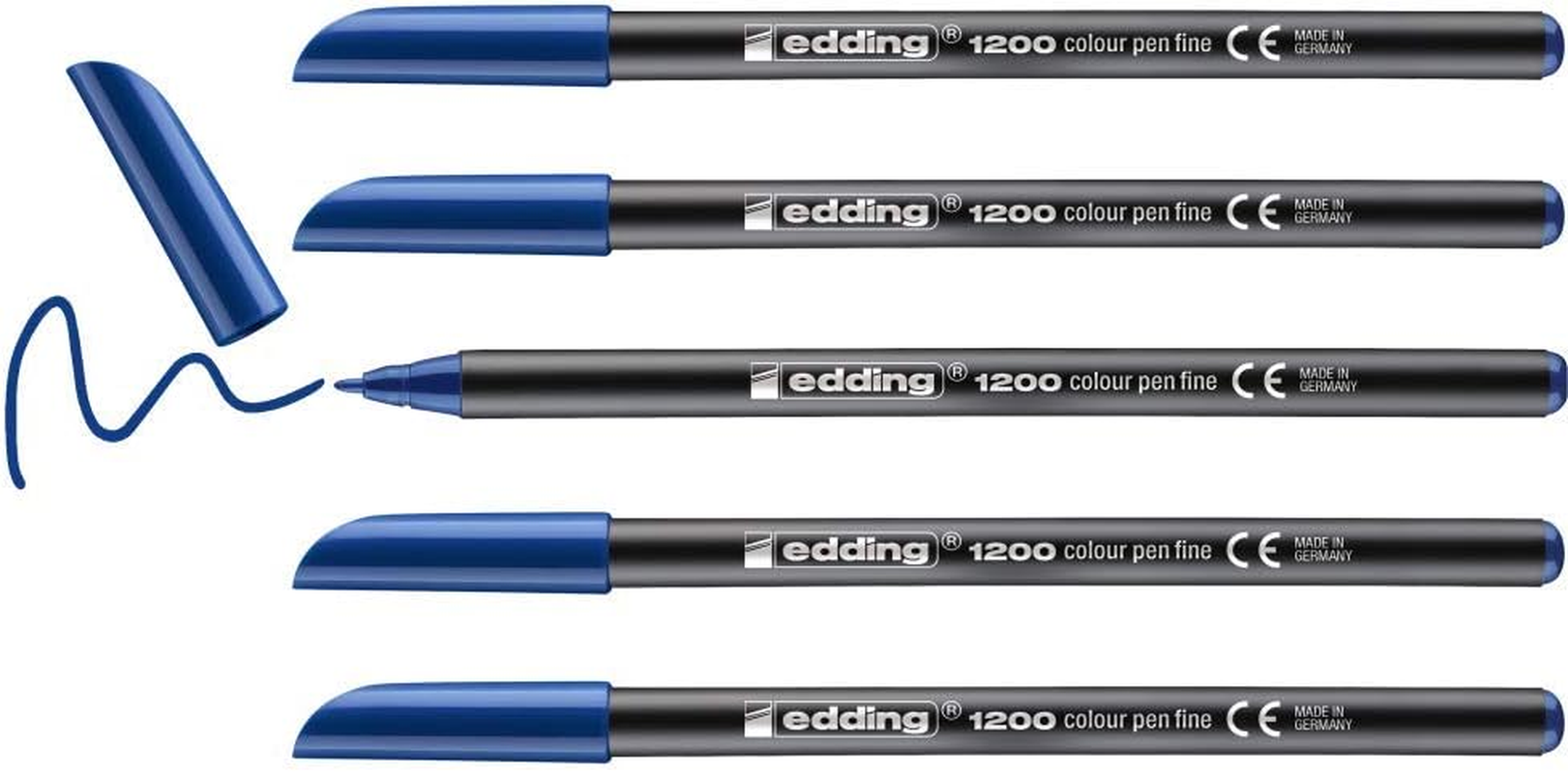 Edding 1200 Felt Tip Pens Fine - Black - Pack of 3 Pens - Bullet Tip 1 Mm - Felt Pen for Drawing and Writing - for School, Mandala