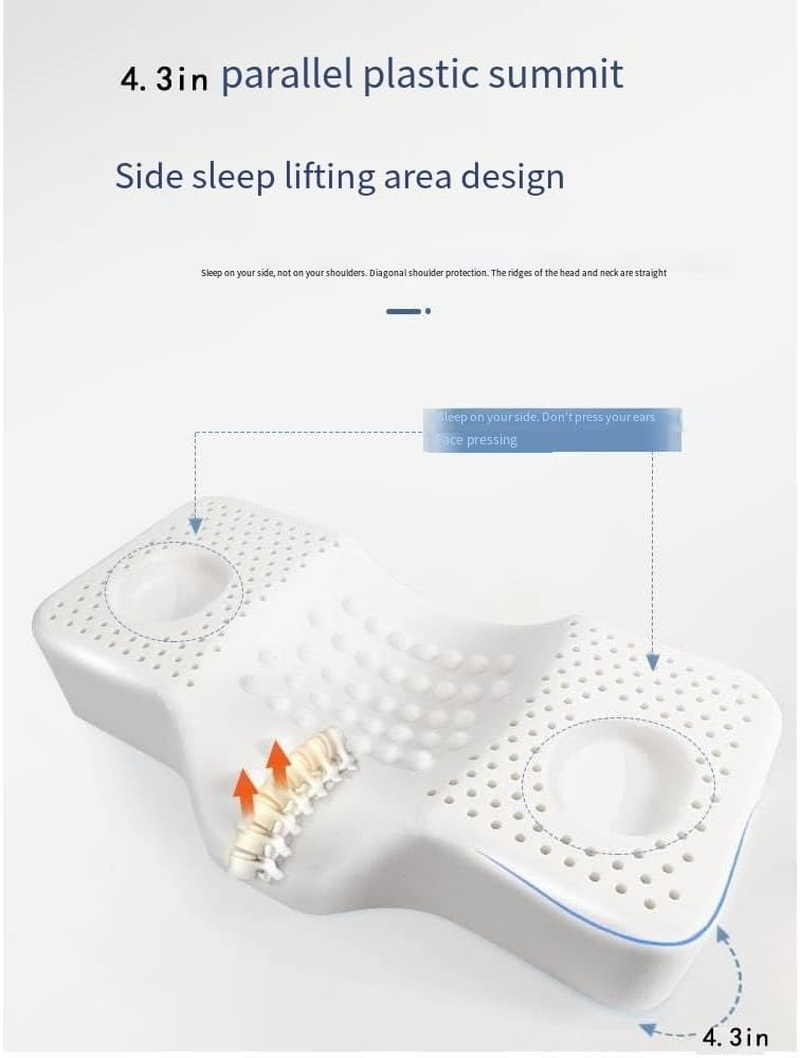 Cervical Orthopedic Latex Sleeping Pillow; for Neck, Shoulder, and Back Pain Relief; Helps Spinal Alignment; Back and Side Sleeping,Import from Thailand Neck Pillow,Specialty Medical Pillows image number 2