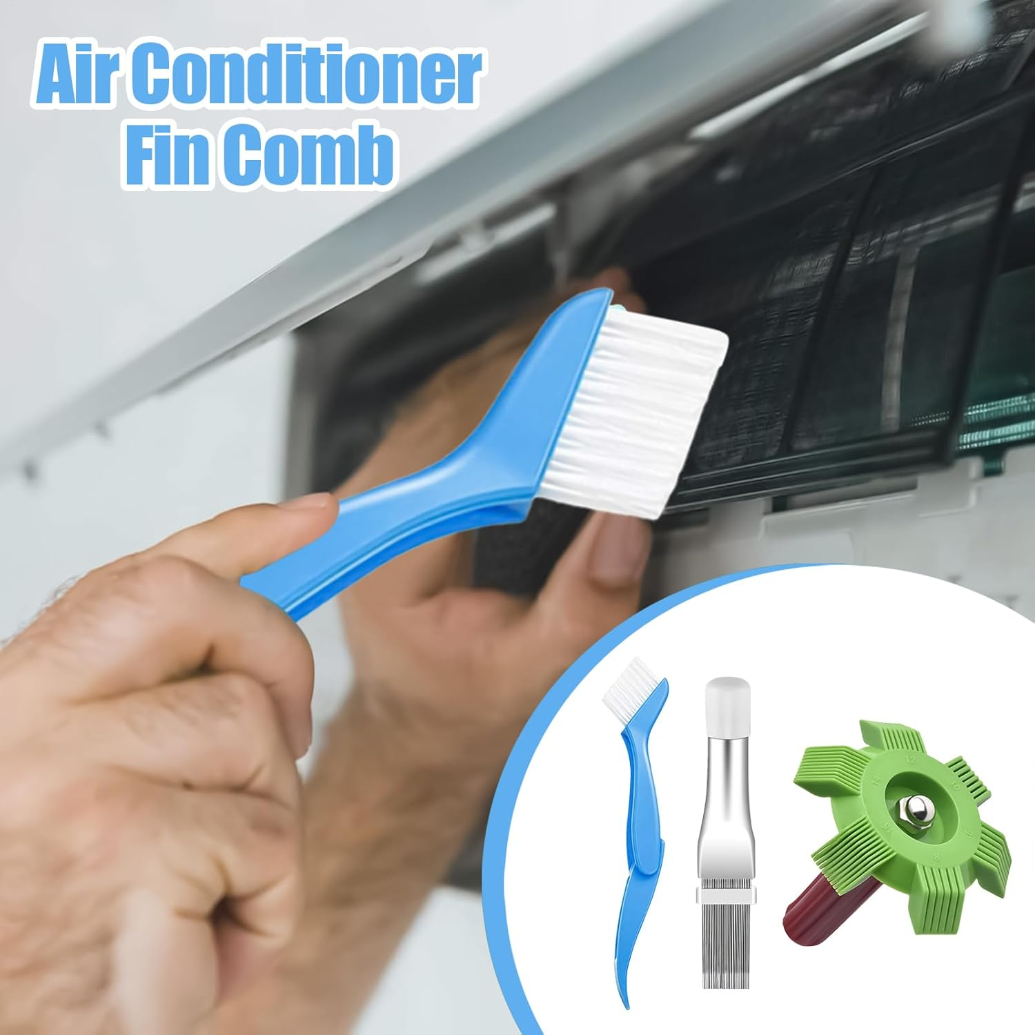 Rronnoy Radiator Comb - Air Conditioner Fin Cleaner Set,Cleaning Whisk Brush Household Accessories AC Evaporator for Bedroom Adults Professionals Garage Home Workshop Outdoor image number 4