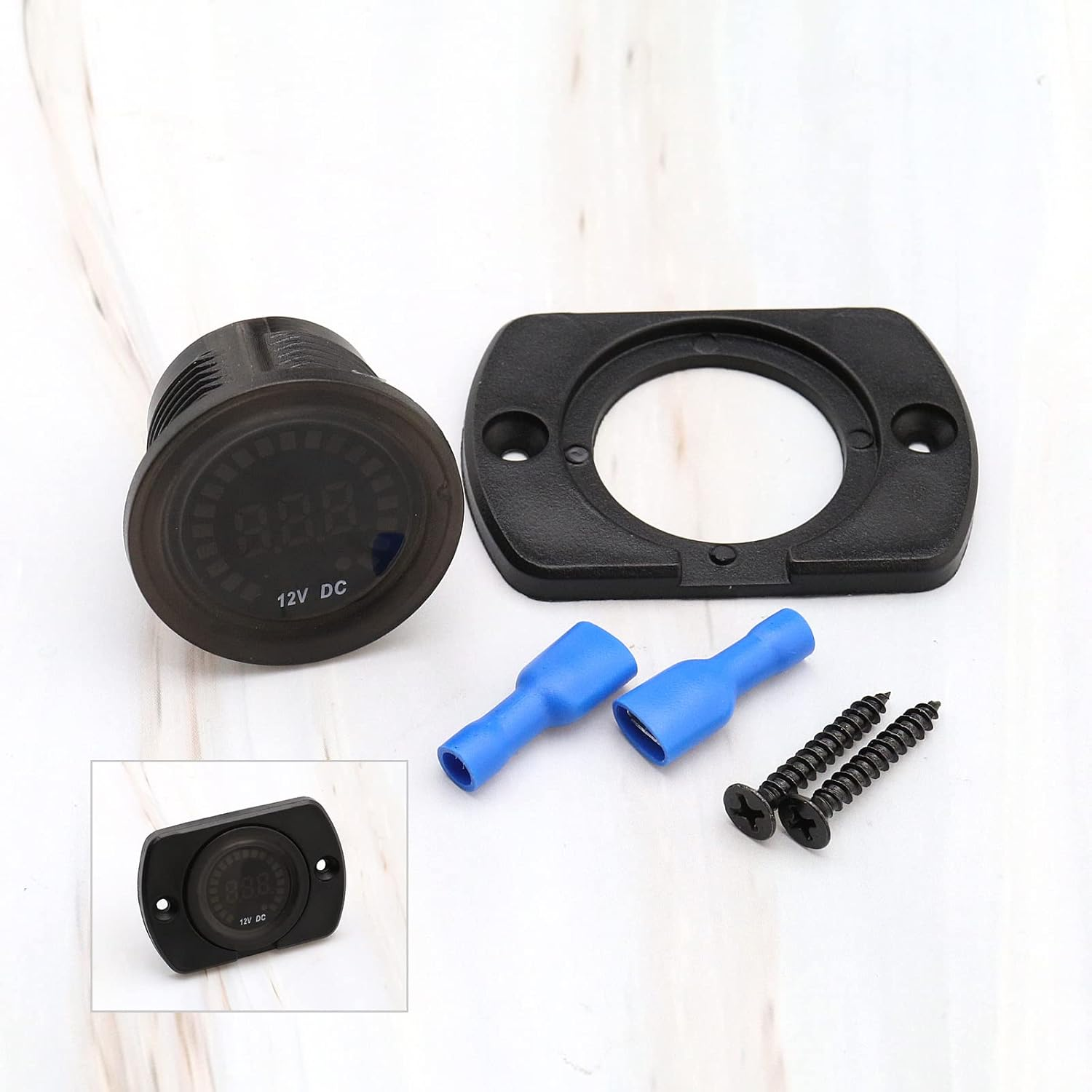 Ecsing 12V LED Digital Voltmeter Waterproof Voltage Gauge Meter Battery Tester with LED Light Digital Screen Display Panel for Marine Car Motorcycle Truck Boat image number 2