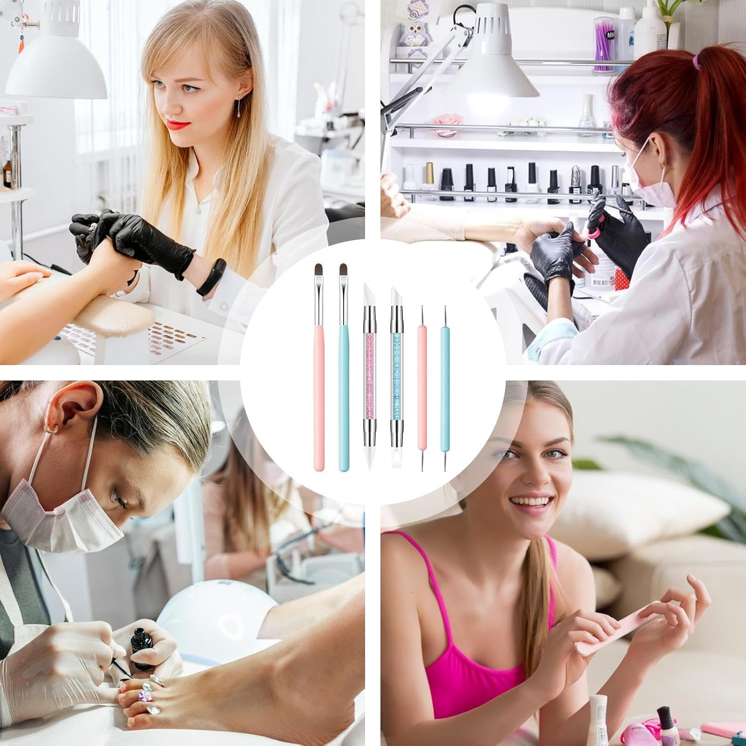 Silicone Nail Tool | Silicone Nail Dotting Tools Nail Brush - Detail Gel Sculpture Manicure Kit Liner Brush for Salon Home Travel image number 3