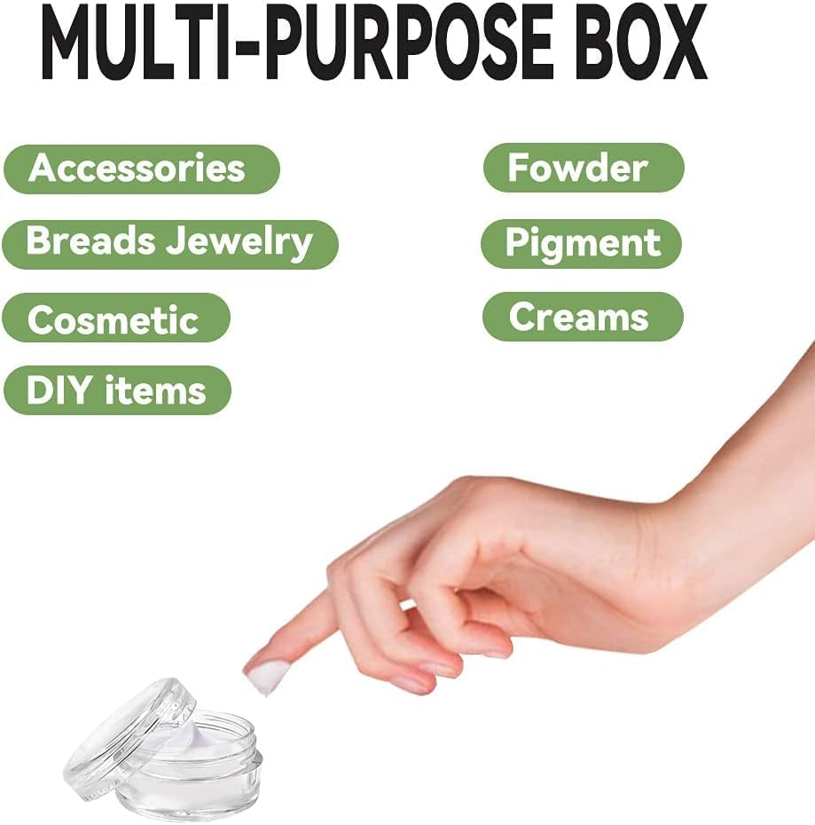 55Pcs 5 Grams Sample Containers with Lids and Labels, Small Little Mini Tiny Containers, Clear Acrylic Plastic Sample Jars for Cosmetic, Creams, Makeup, Nails, 5G/5Ml Round image number 4