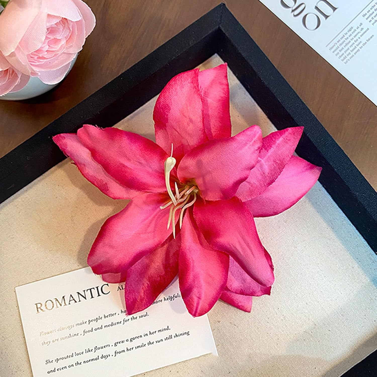 Onlvmyur Set of 8 Flower Hair Clips Plastic 8 Cm Flower Clips Hair and 2 Simulated Flower Hair Clips Set for Girls Women