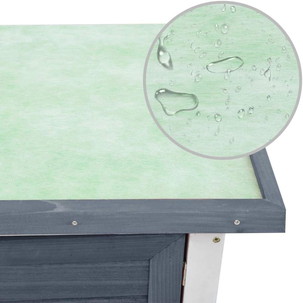 Outdoor Rabbit Hutch 1 Door Grey Wood Pet House Small Animal Shelter Garden image number 5