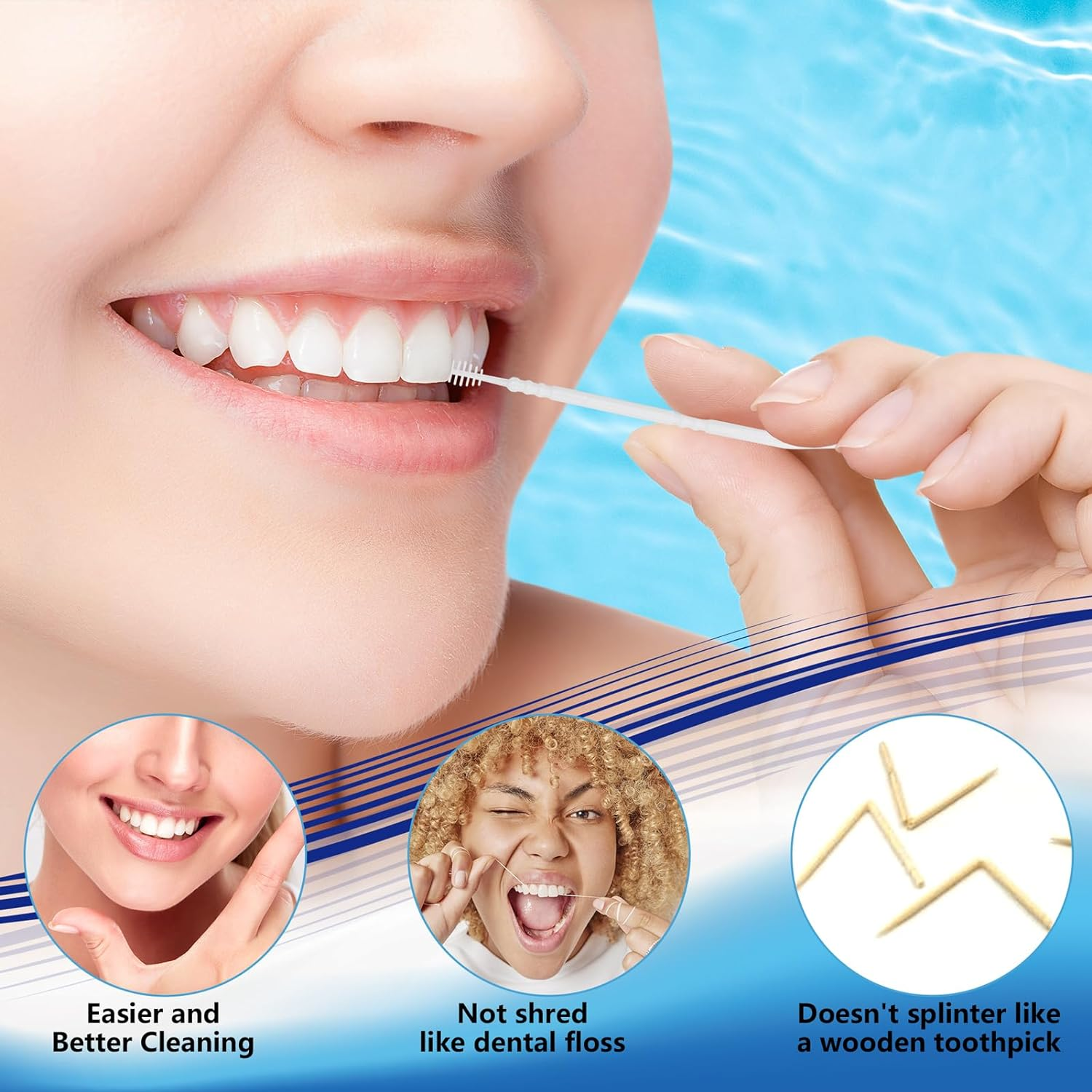 Danticy Brushpicks Interdental Toothpicks,Soft Bristle Dental Floss Picks Toothpicks,Helps Removes Plaque and Debris between Your Teeth 600PCS (Pack of 5)