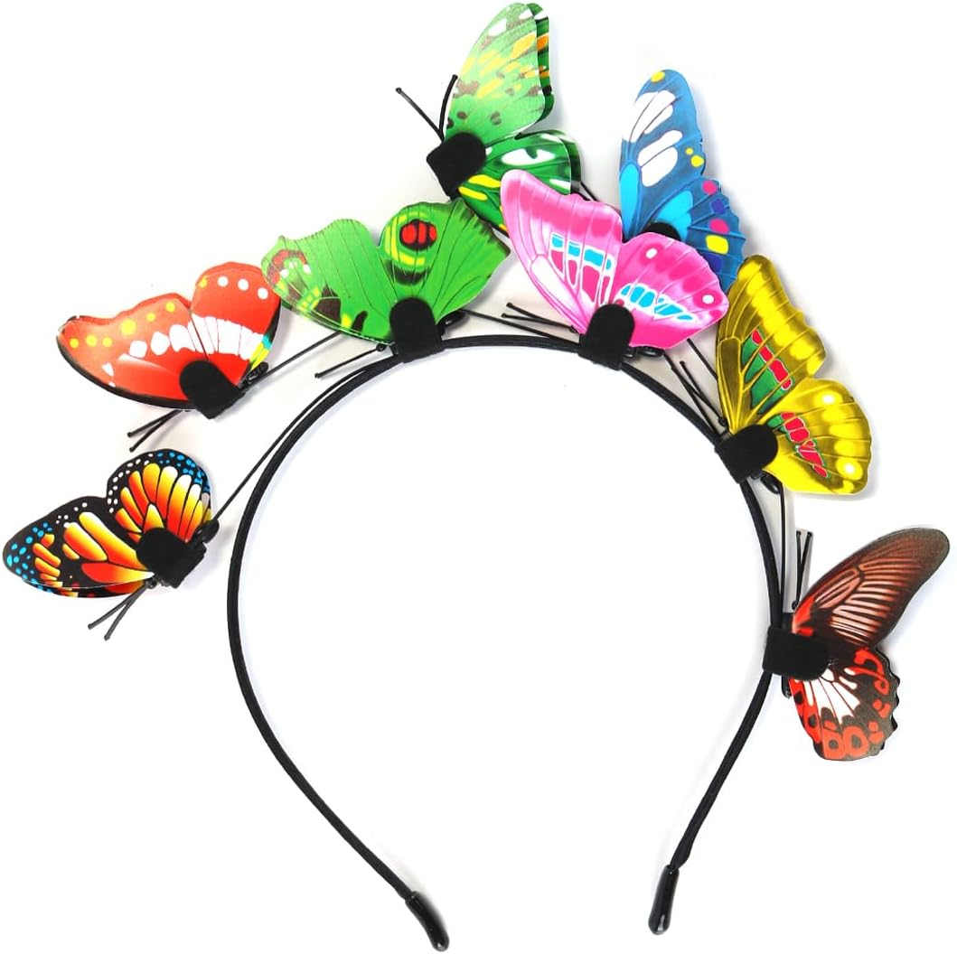 CENPEK Butterfly Headband and 8 Pack Butterfly Hair Clips Colorful Festival Accessories for Party Halloween Wedding image number 5