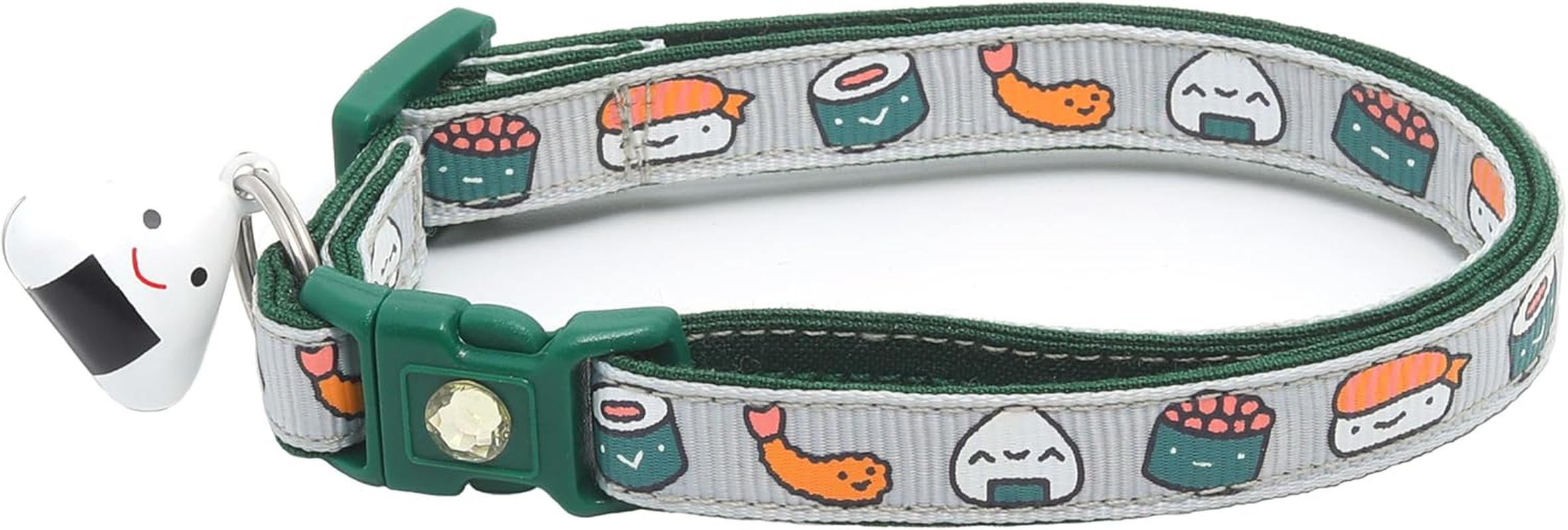 Sushi Cat Collar with Onigiri Bell | Adjustable Large Size or Kitten Collar | Safety Breakaway Collarr (Large(10Lbs & Up), Ginger)