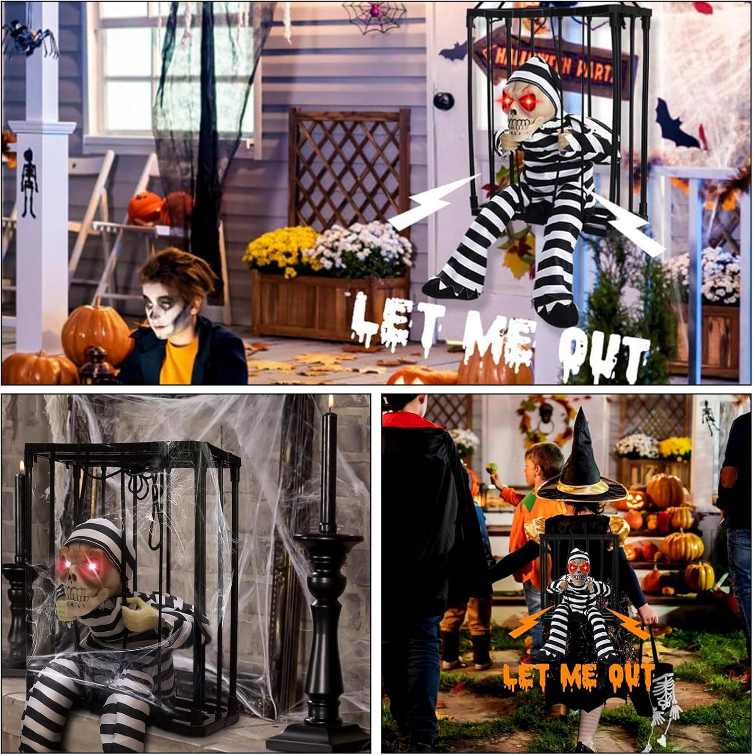 Halloween Decorations, Halloween Hanging Decorations for Indoor Outdoor Decor, Halloween Decor Prop with Motion Sensor, Skeleton Hanging Decoration with Sound image number 5