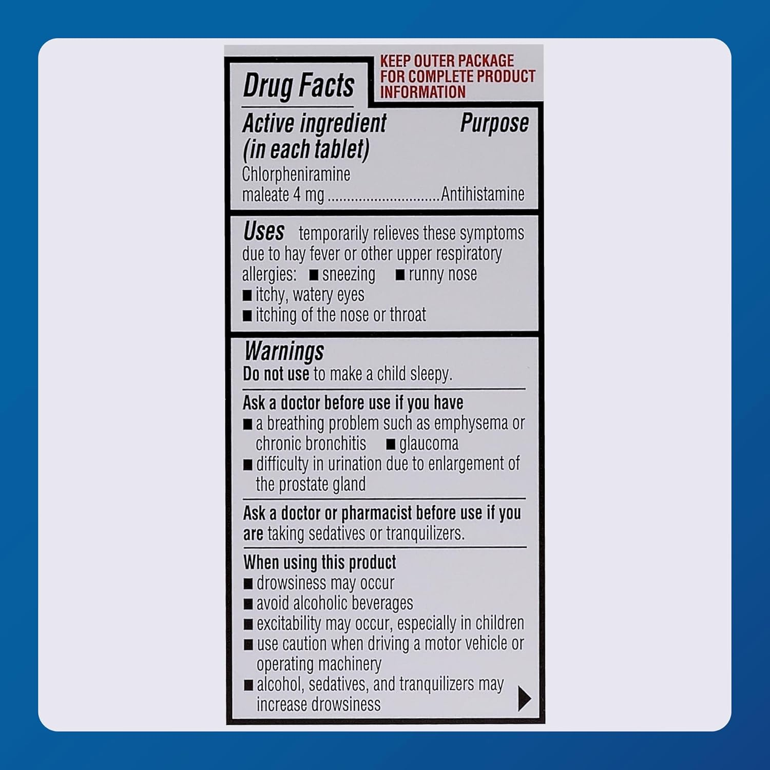Major Pharmaceuticals Chlorpheniramine 4 Mg Tablets, 100 Count image number 4