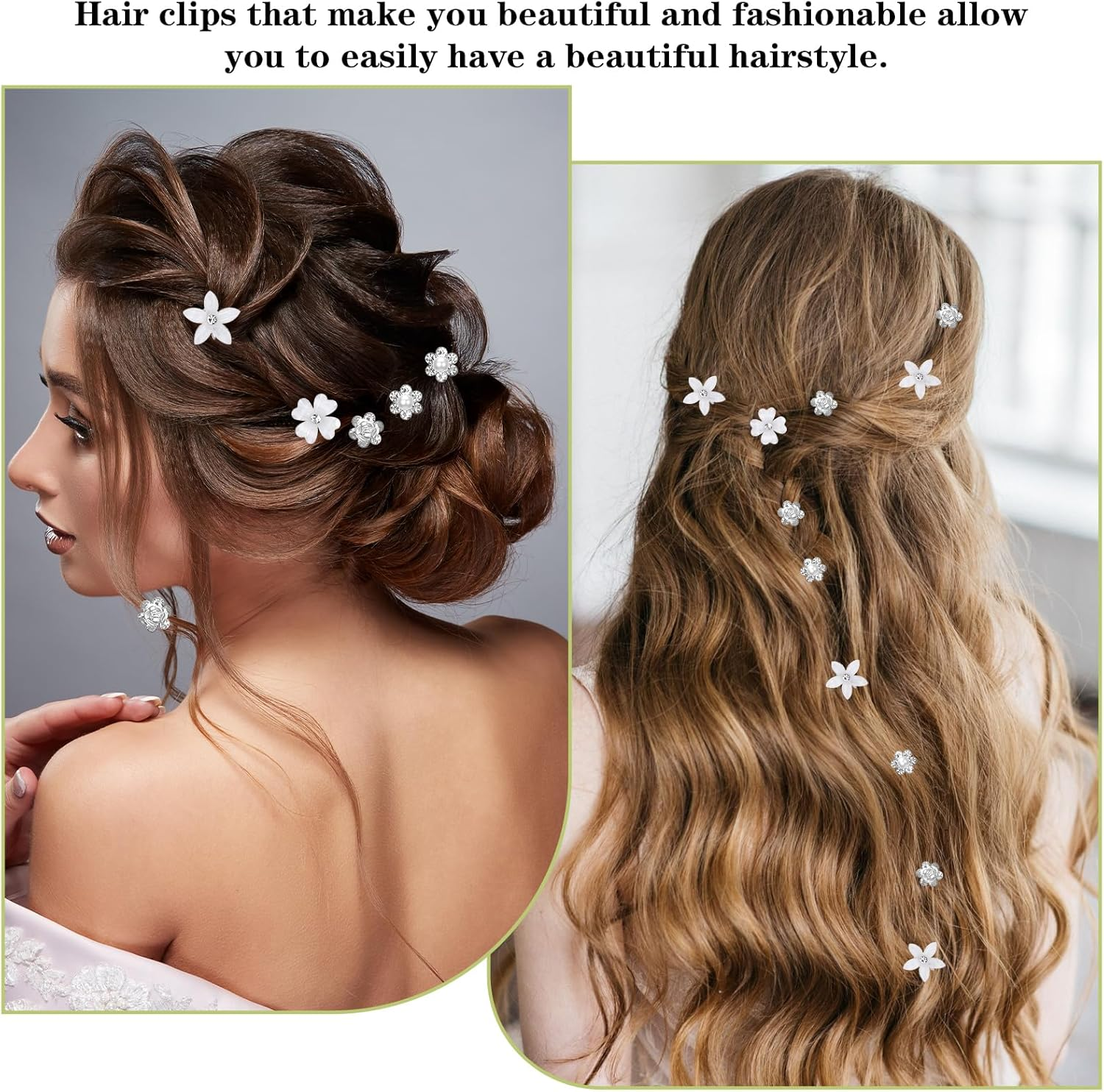 20Pcs Mini Rhinestone Hair Pins Small Mini Pearl Claw Clips with Flower Design Cute Small Decorative Wedding & Bridal Barrettes Crystal-Adorned and Sparkling Metal Side Clips for Girls & Women