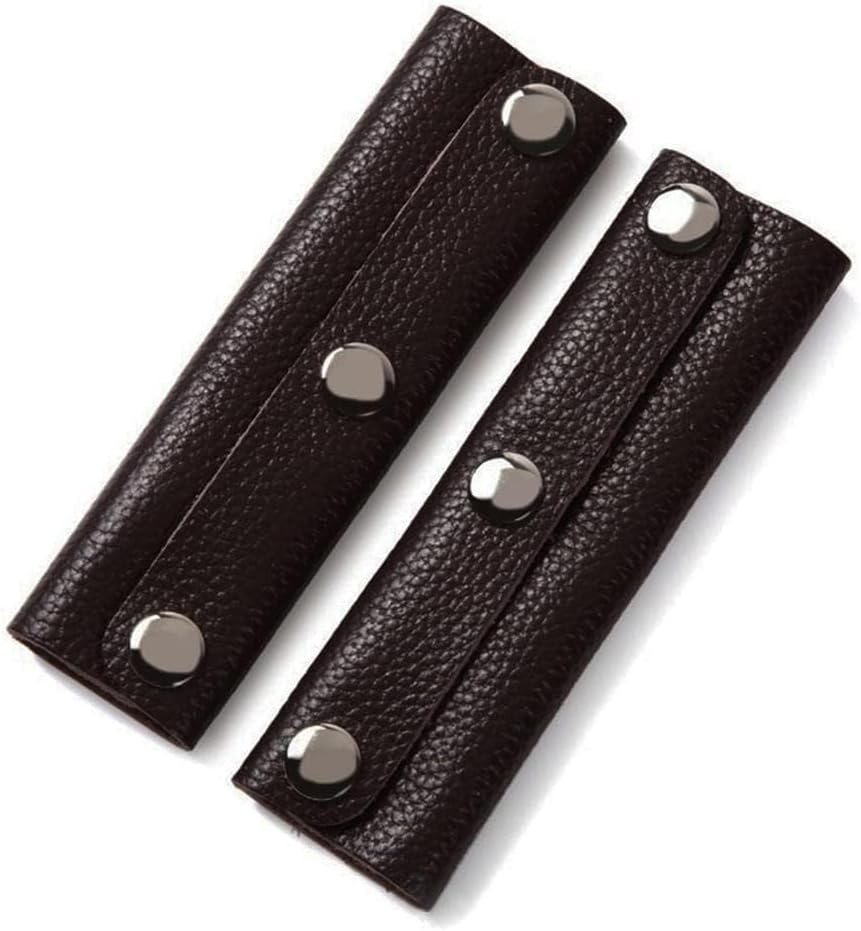 IUAQDP 2-Piece Leather Wrap Cover, Luggage Grip Protector with Brass Clasp, Soft Purse Strap Pad for Shopping, Travel, Suitcase, Tote Bag, Wallet - Brown