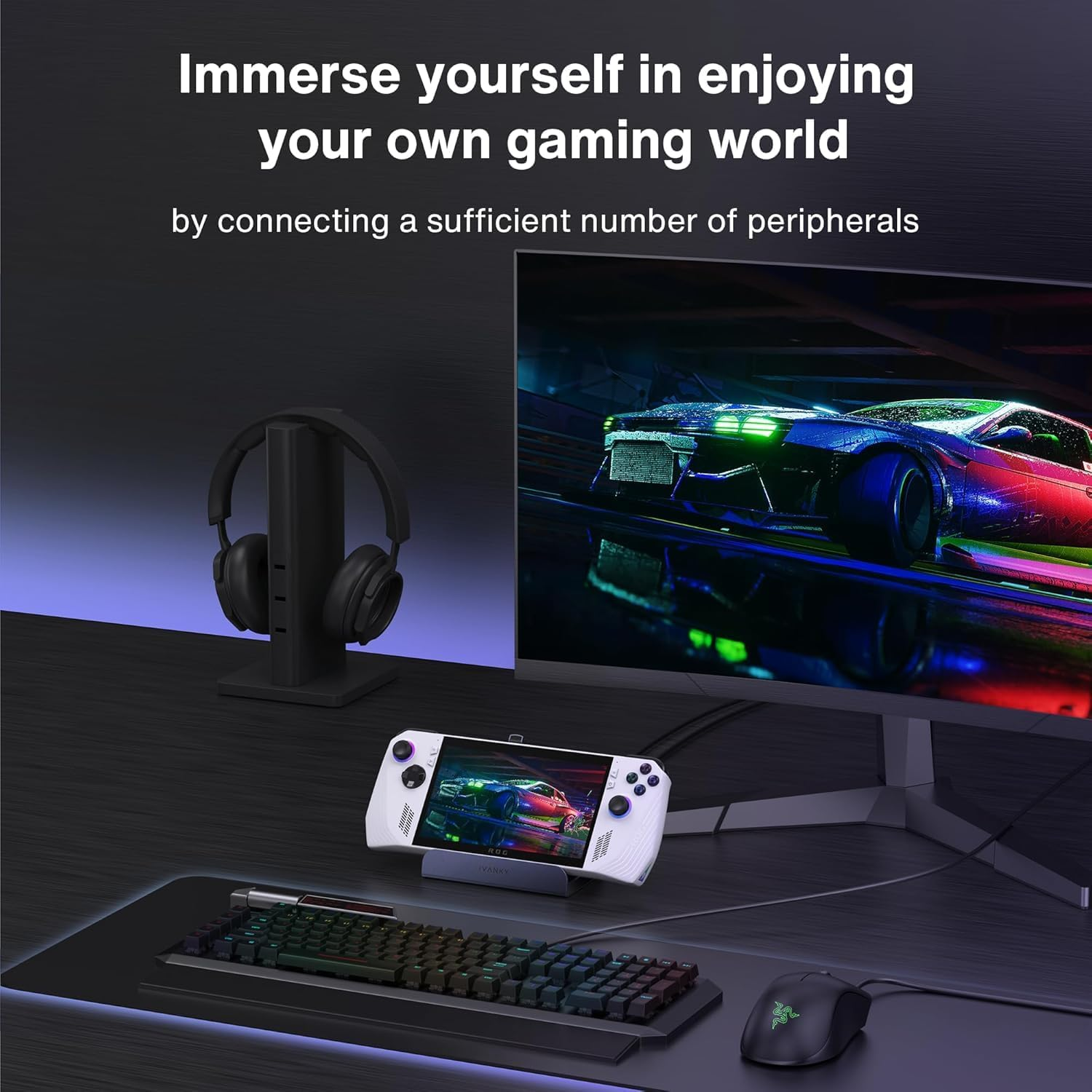 Ivanky 8-In-1 Docking Station for ASUS ROG Ally X/Valve Steam Deck Oled/Lenovo Legion Go/Msi Claw, ROG Alloy/Stream Deck Dock Hub with HDMI 4K@120Hz, 1Gbps Ethernet, 3*USB-A 3.0, 100W USB-C Charge image number 1