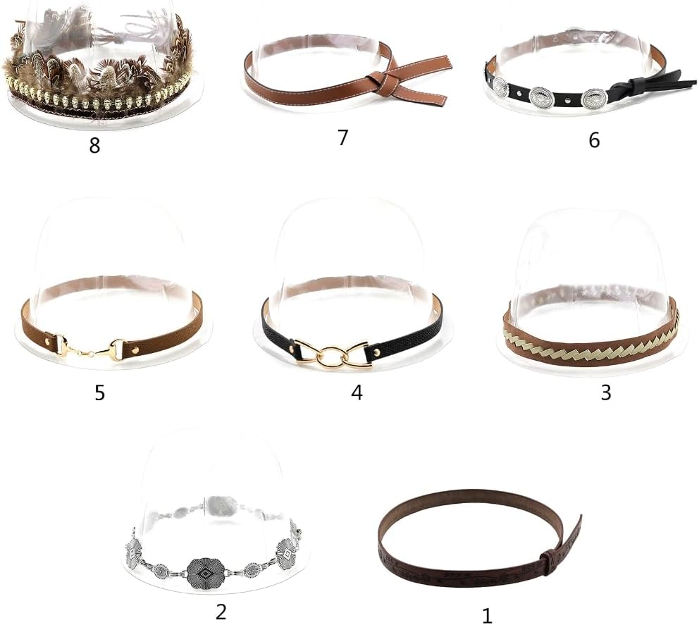 Zaviftie Western Hat Band for Fedora Hat Bands Cowboy Hat Bands Leather Hat Bands for Men Western Hat Belt Bands Straw Hat Bands (6, ONE SIZE) image number 3