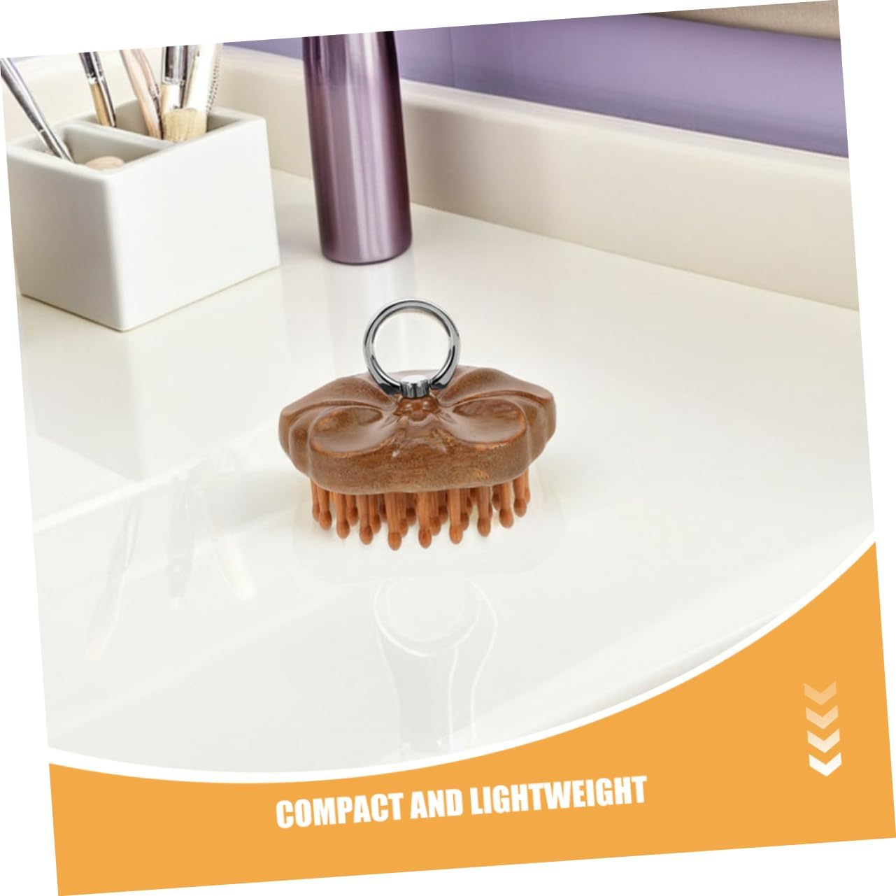 BAZEITFLOW 2Pcs Ergonomic Wooden Scalp Massage Brush with Ring Handle Fine Teeth Comb for Meridian Acupoint Stimulation Dandruff Removal Relaxation and Sleep Improvement for Home Use image number 3